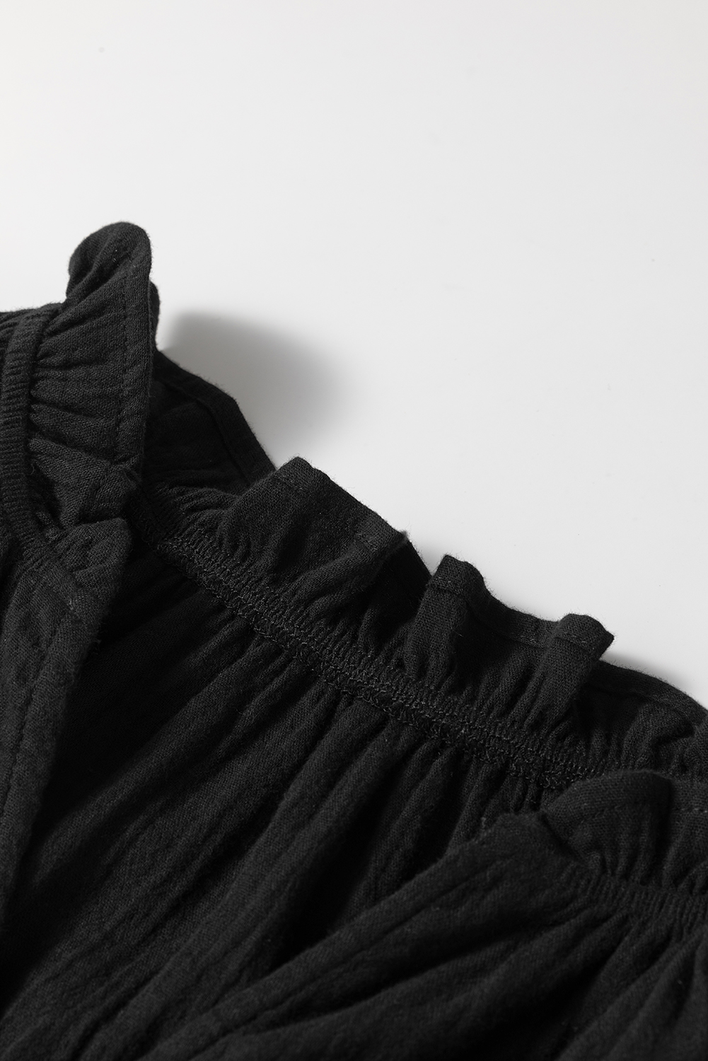 Black Ruffled Shoulder V Neck Shift Tank Top