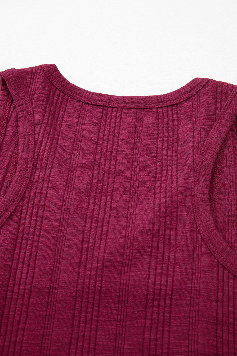 Red Dahlia Ribbed Textured Exposed Stitching Knit Tank Top