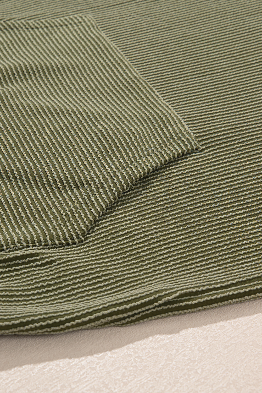 Smoke Gray Twisted Rib Texture Solid Hoodie