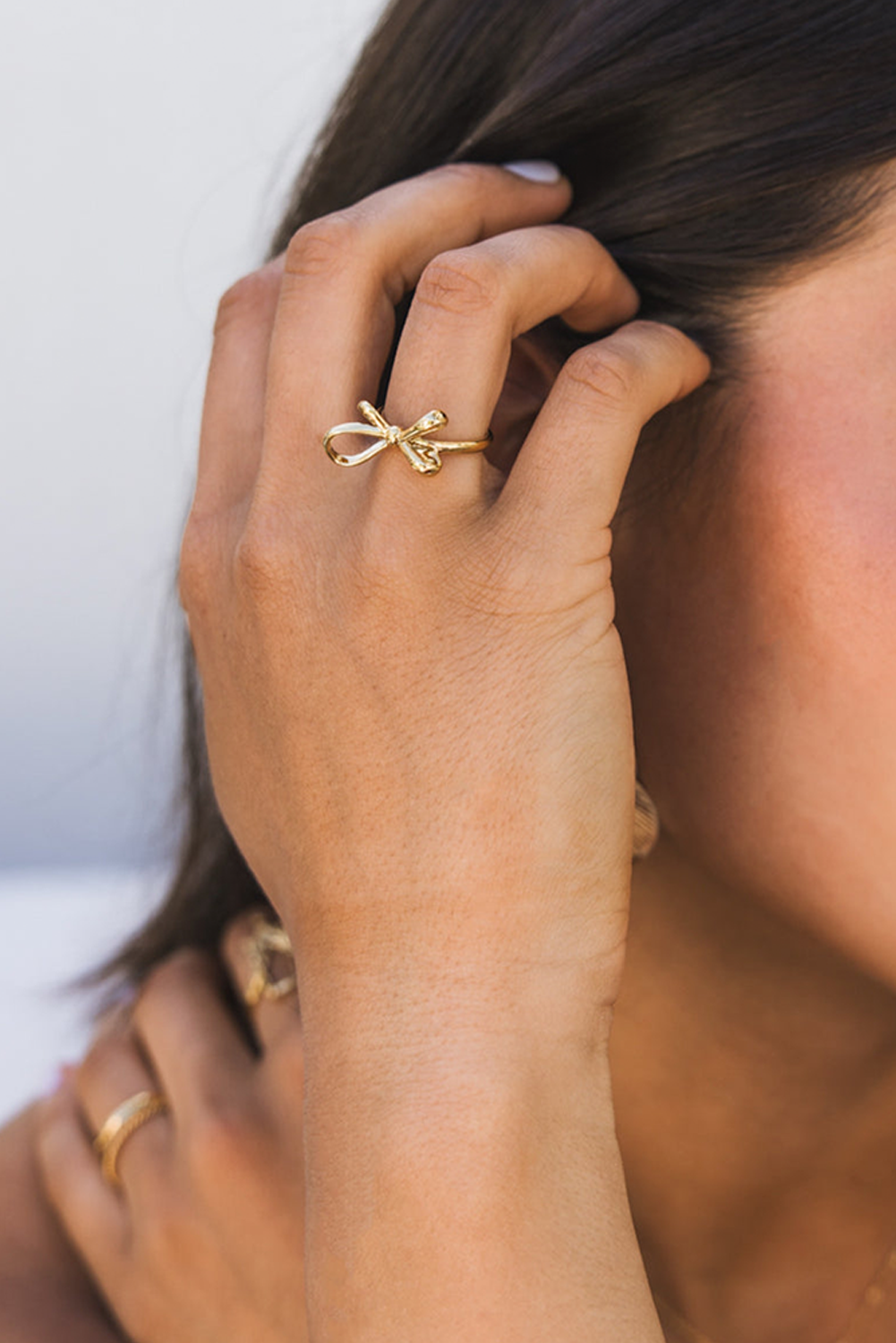 Gold Plated Alloy Half Open Bow Ring