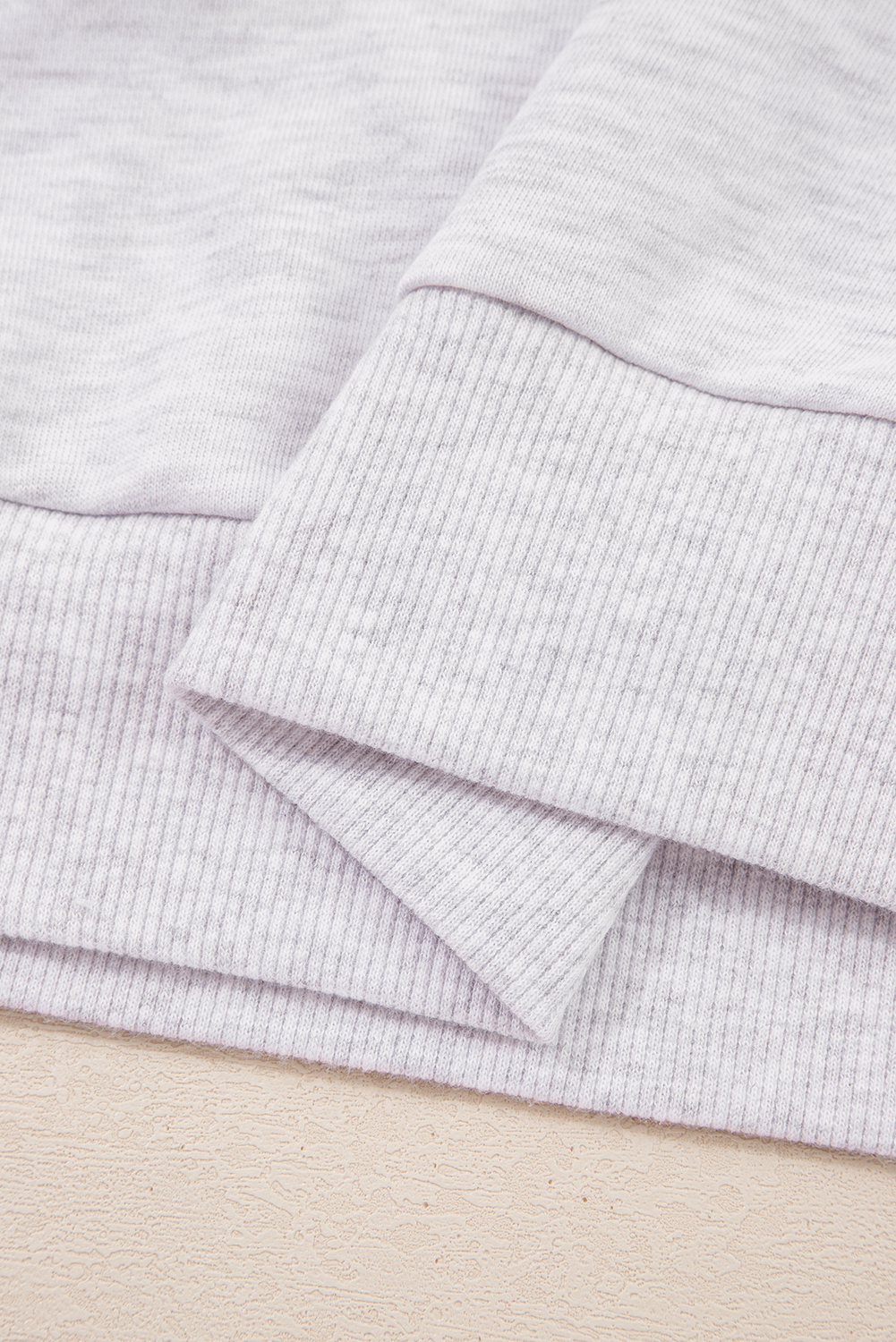 Light Grey 2pcs Contrasted Trim Frilled Collar Drop Shoulder Pullover Drawstring Pant Set