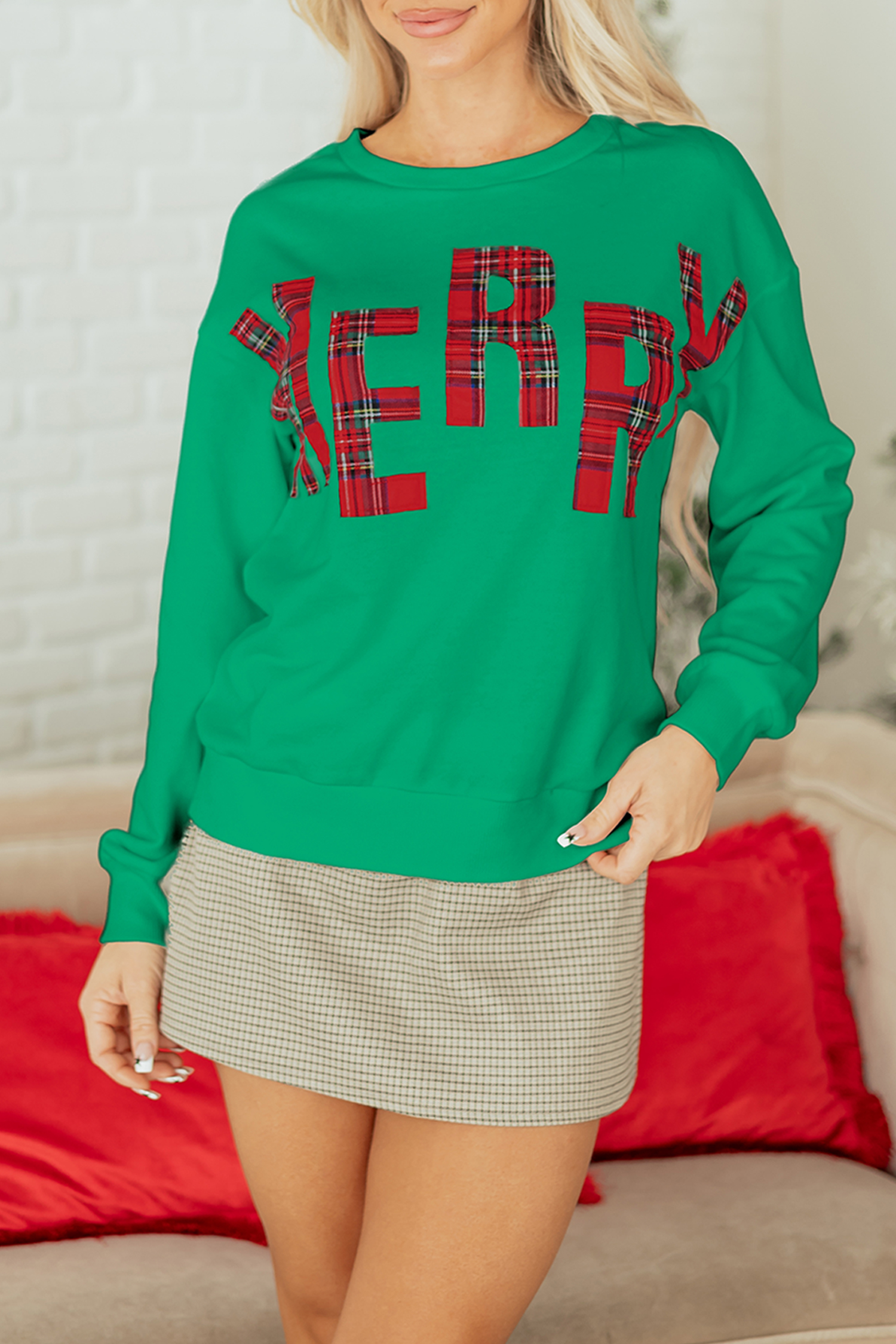 White Plaid MERRY Christmas Vacation Sweatshirt