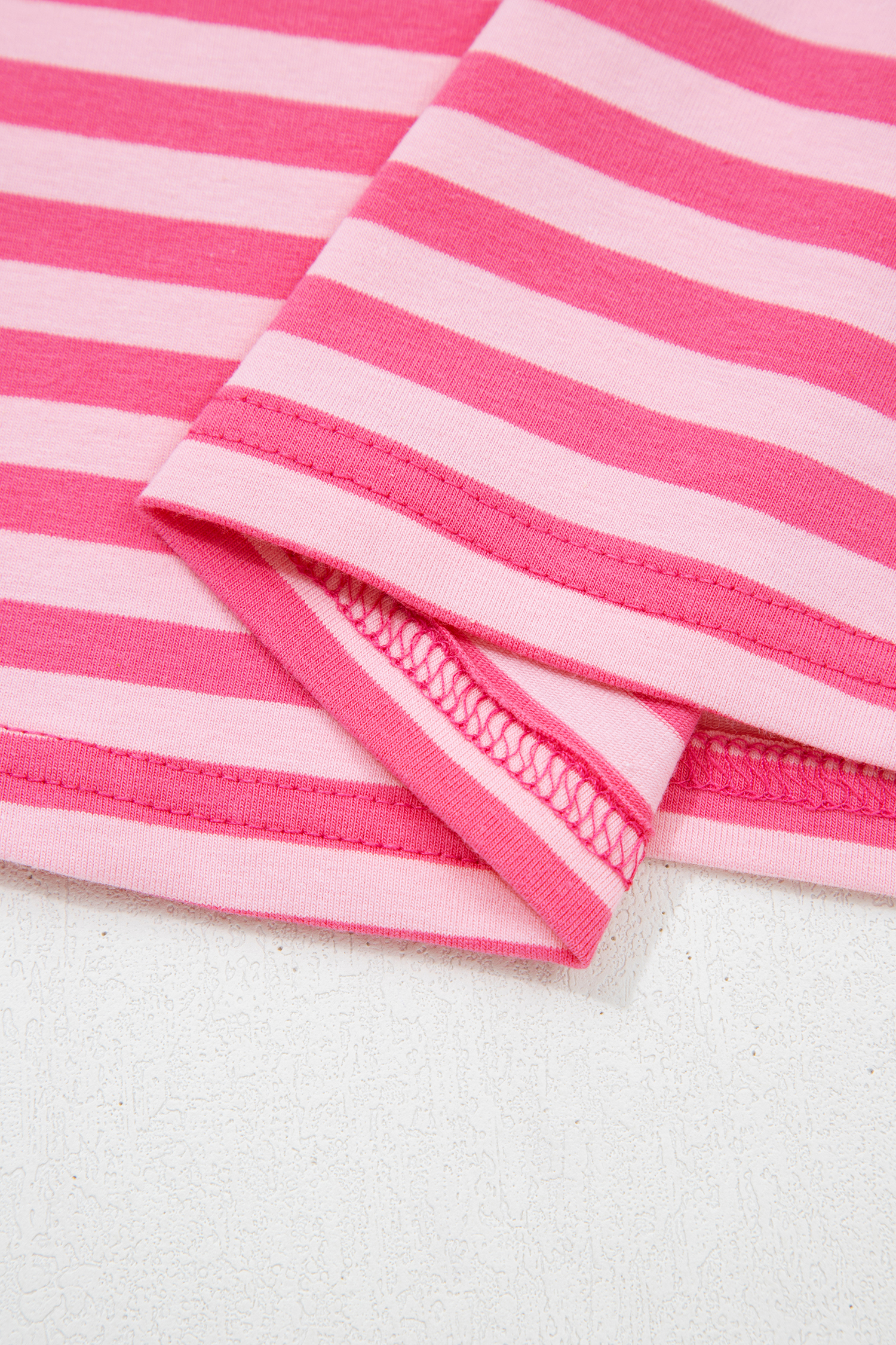 Rose Stripe Drop Shoulder Round Neck Top and Buttoned Straight Pants Two Piece Set