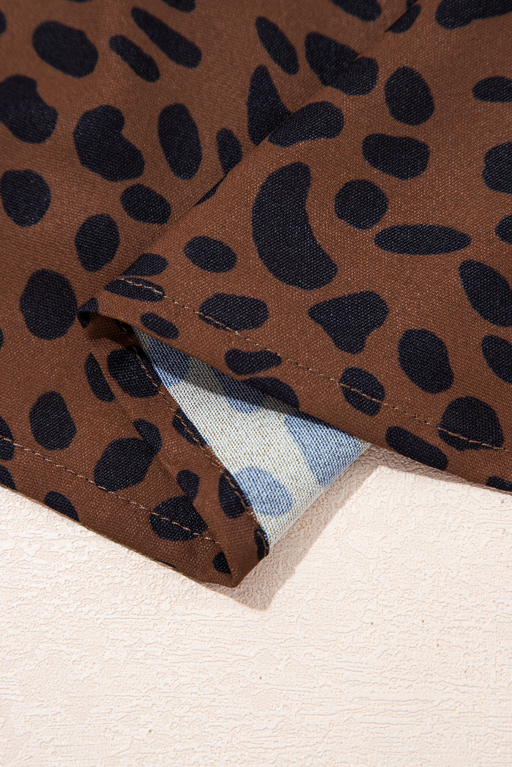 Brown Leopard Print Ruffled Puff Sleeve Blouse