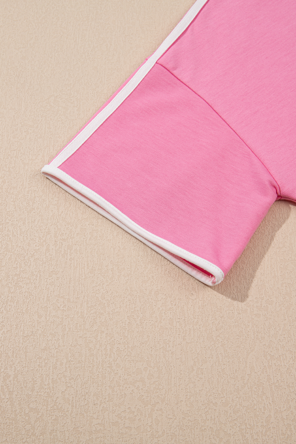 Sachet Pink Varsity Stripe Detail Casual Tee and Pants Leisure 2pcs Set