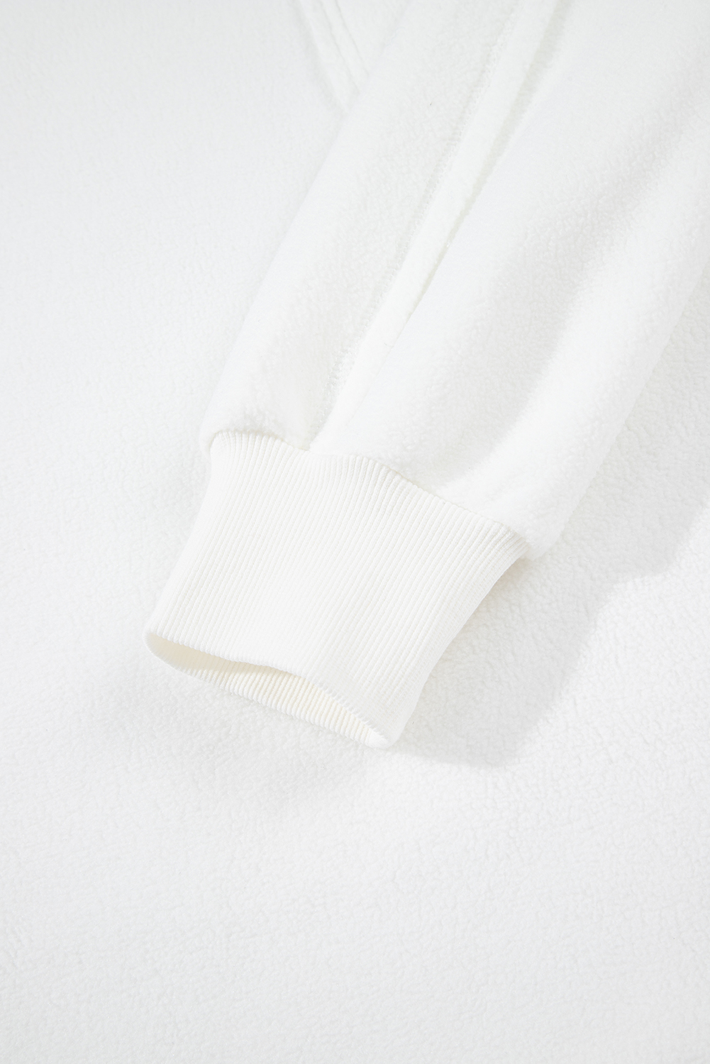 White Exposed Seam Chest Pocket Knit Pullover Sweatshirt