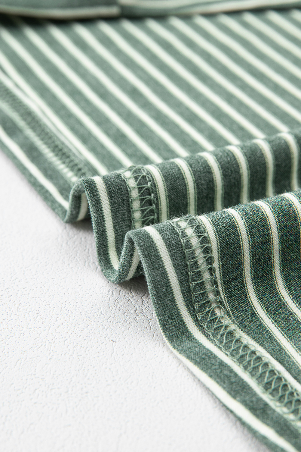 Green Stripe V Neck Stretchy Long Sleeve Top