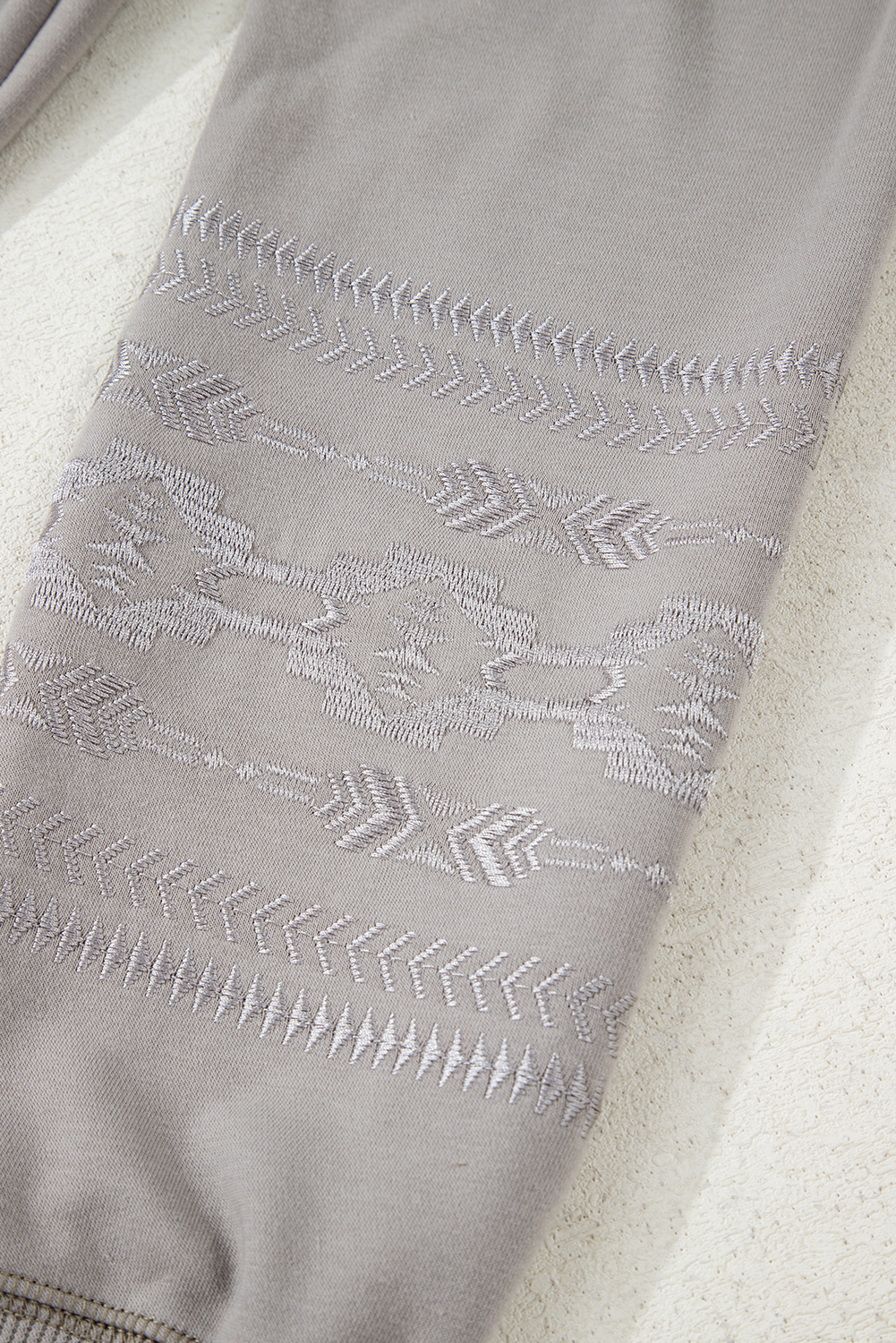 Parchment Aztec Embroidered Western V Neck Sweatshirt