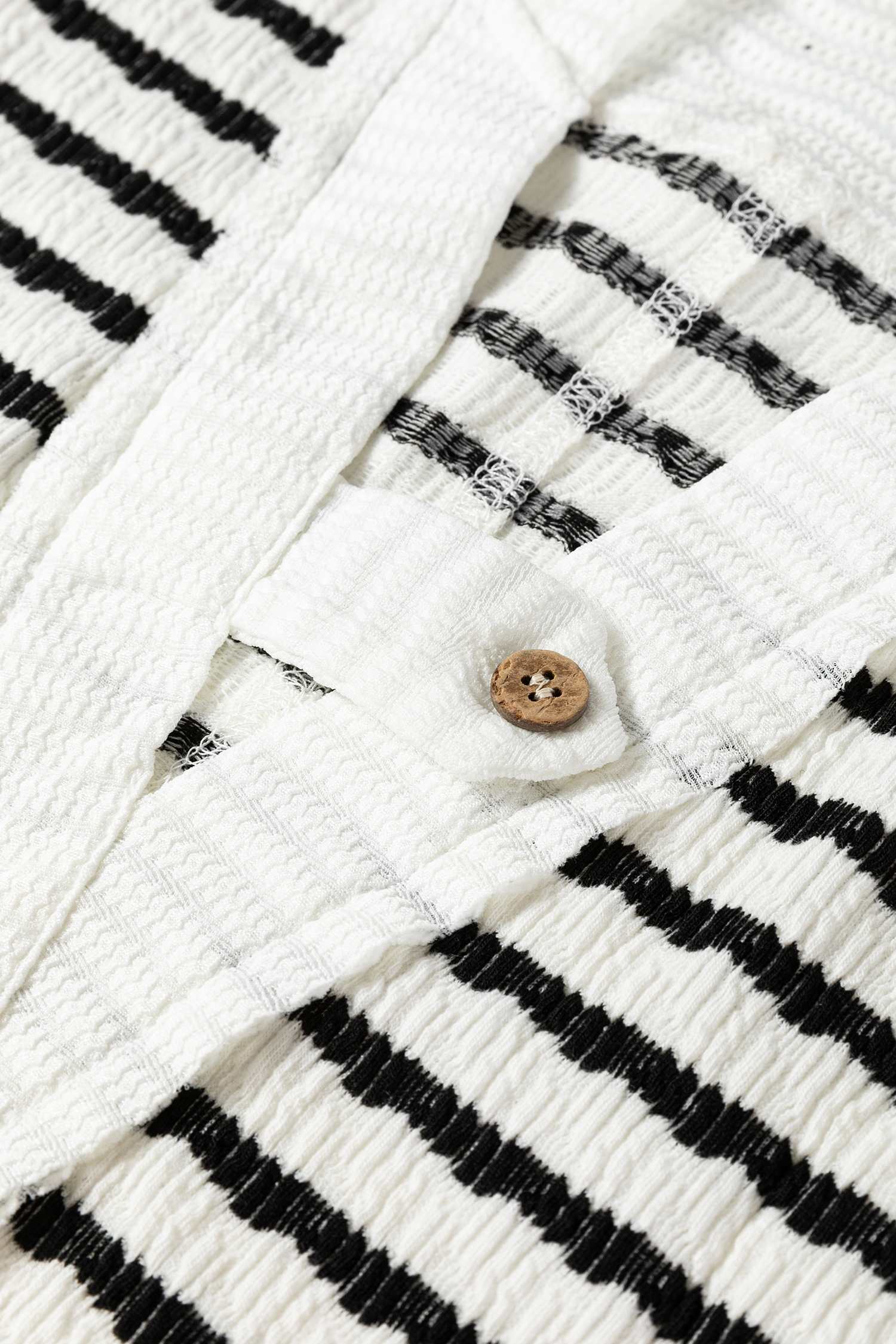 Khaki Stripe Textured Hooded V Neck Casual Long Sleeve Top