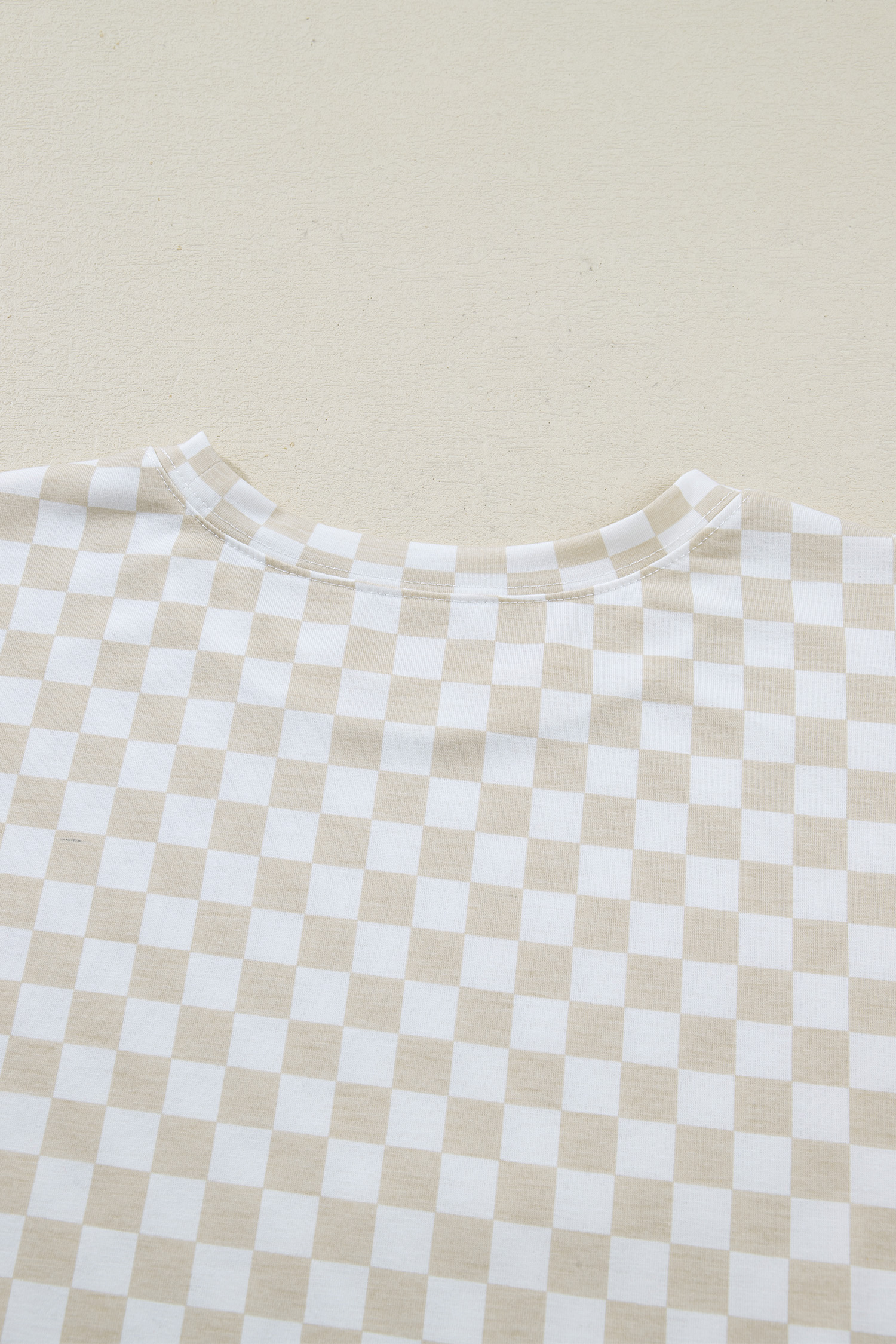 Khaki Checkered Print Half Sleeve Tee 2pcs Lounge Pant Set