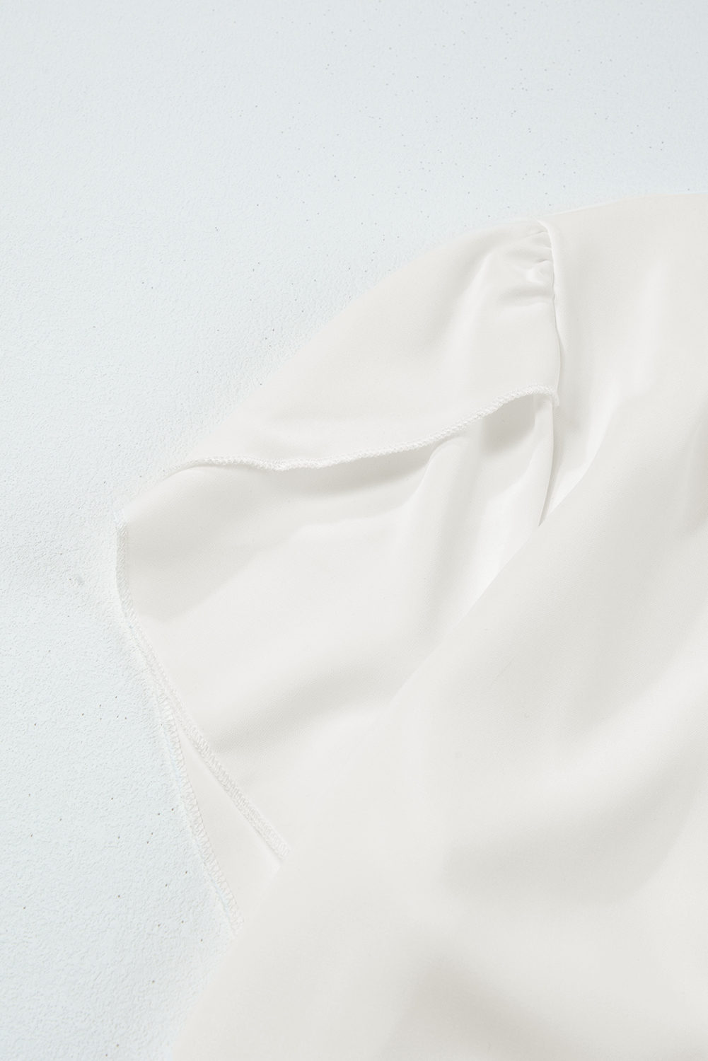 Black Silky Notched Neckline Petal Sleeve Blouse