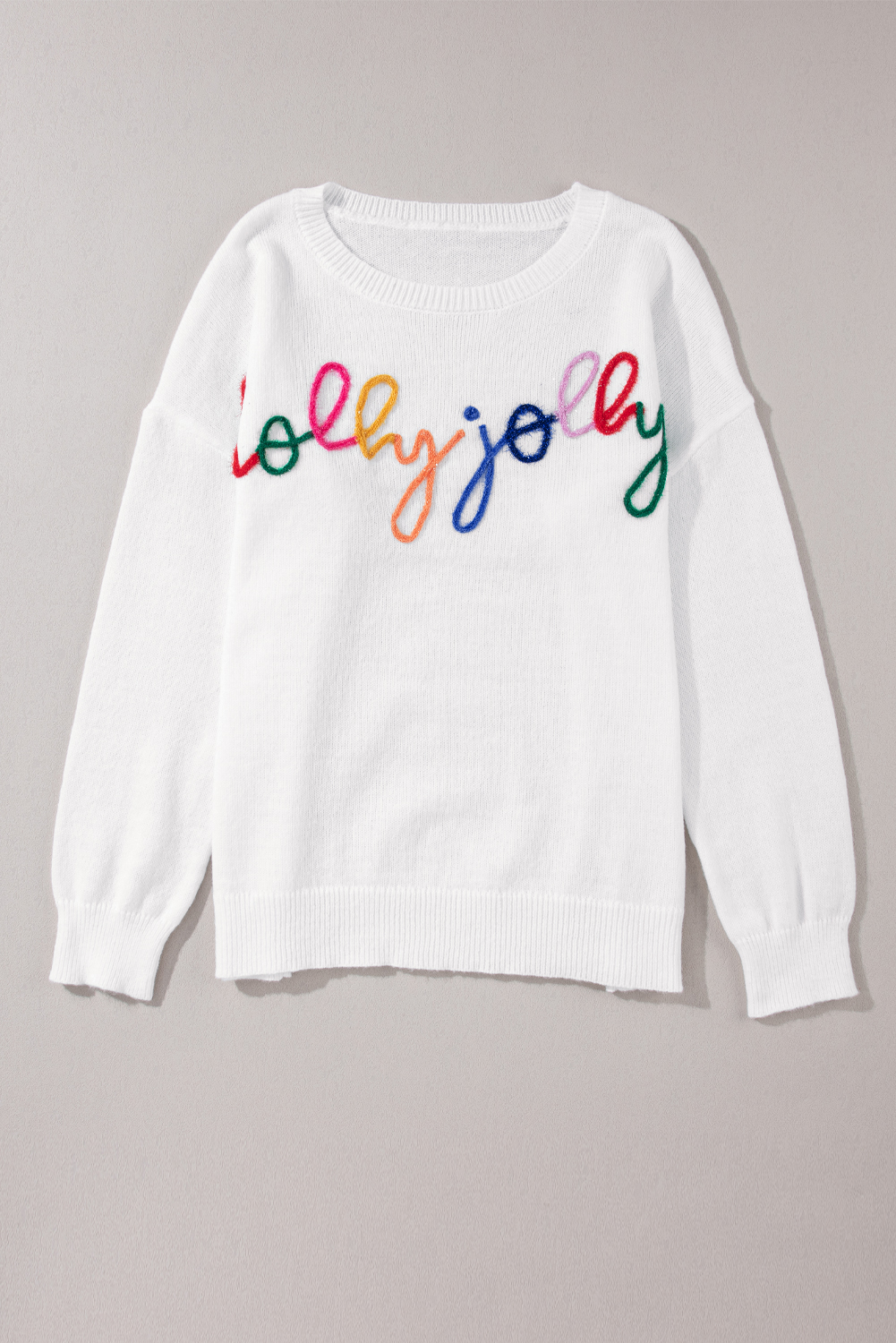 White Merry & Bright Round Neck Casual Sweater