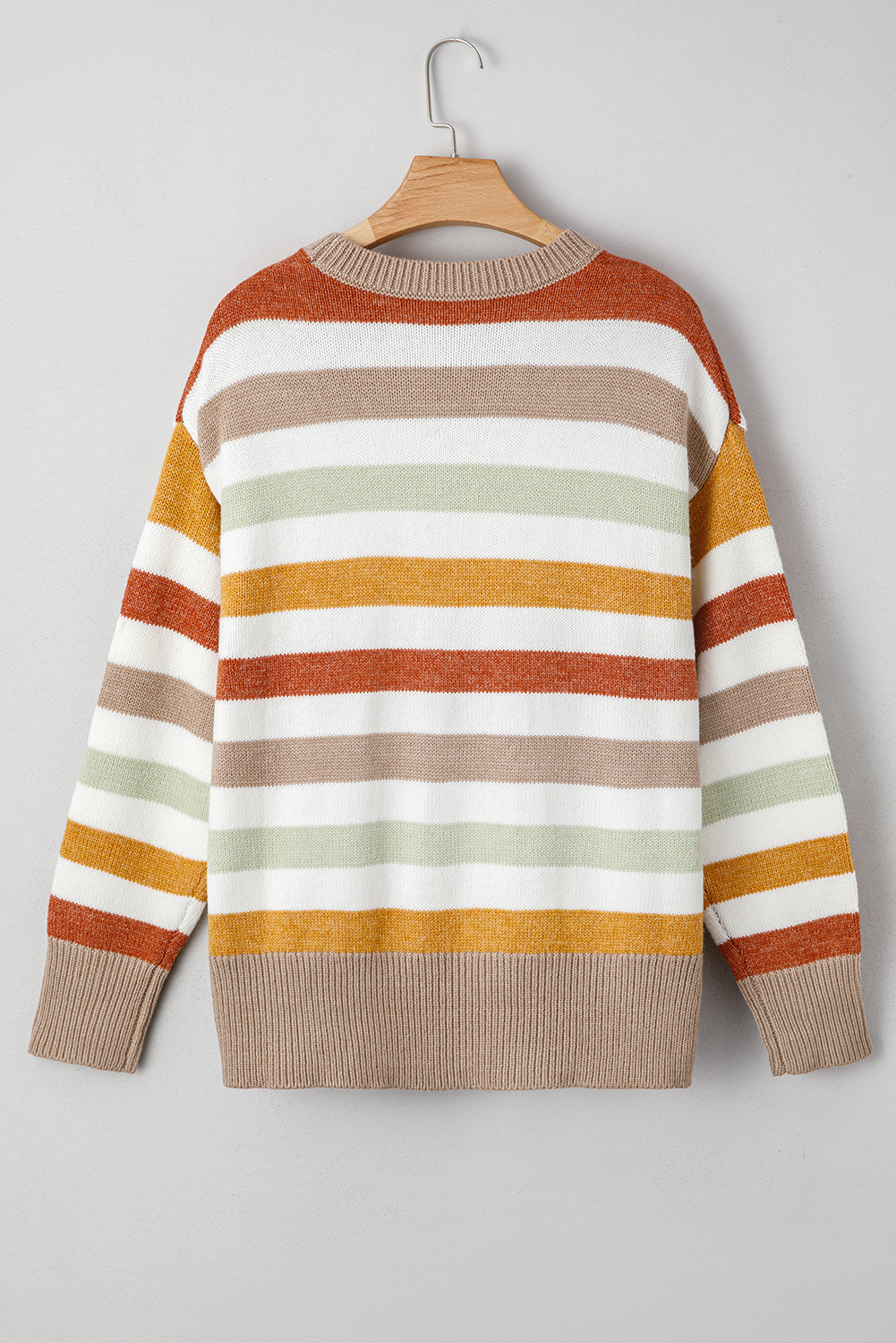 Multicolour Stripe Drop Shoulder Crew Neck Sweater