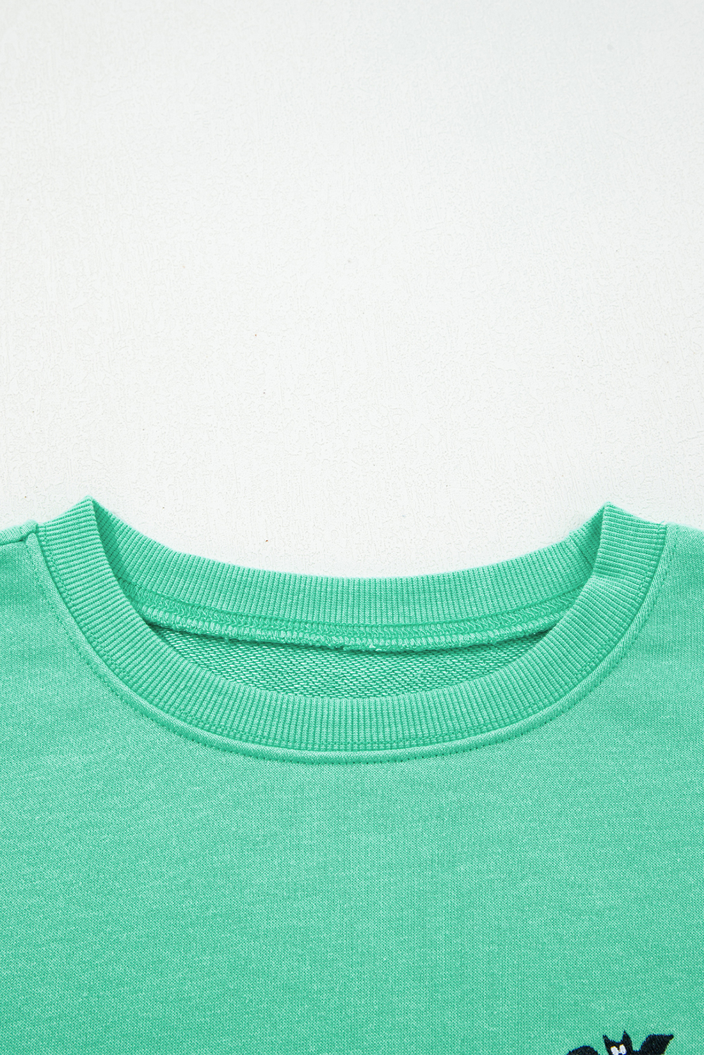 Aruba Blue Cute Halloween Ghost Embroidered Casual Sweatshirt