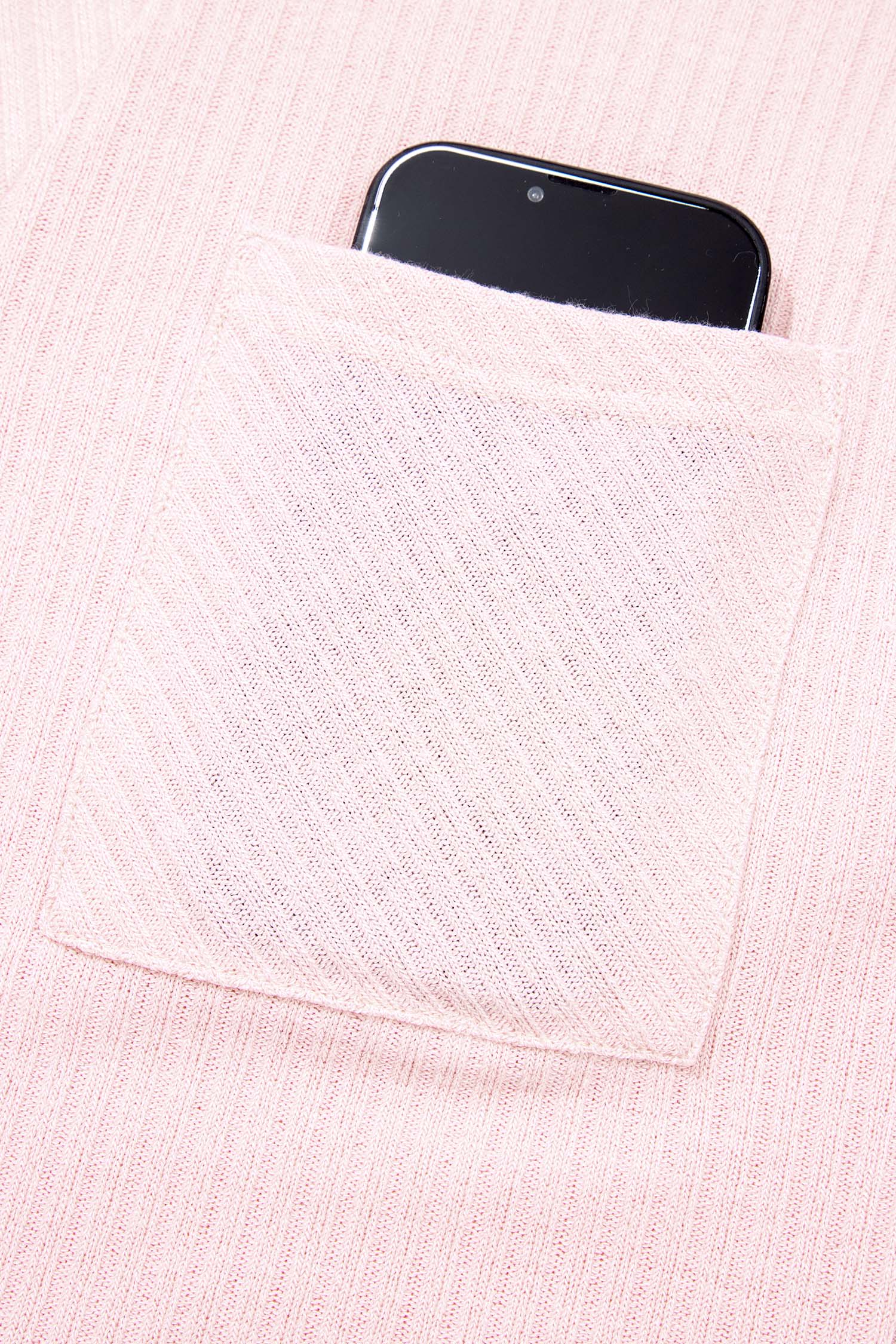 Light Pink Collared V Neck Ribbed Tee