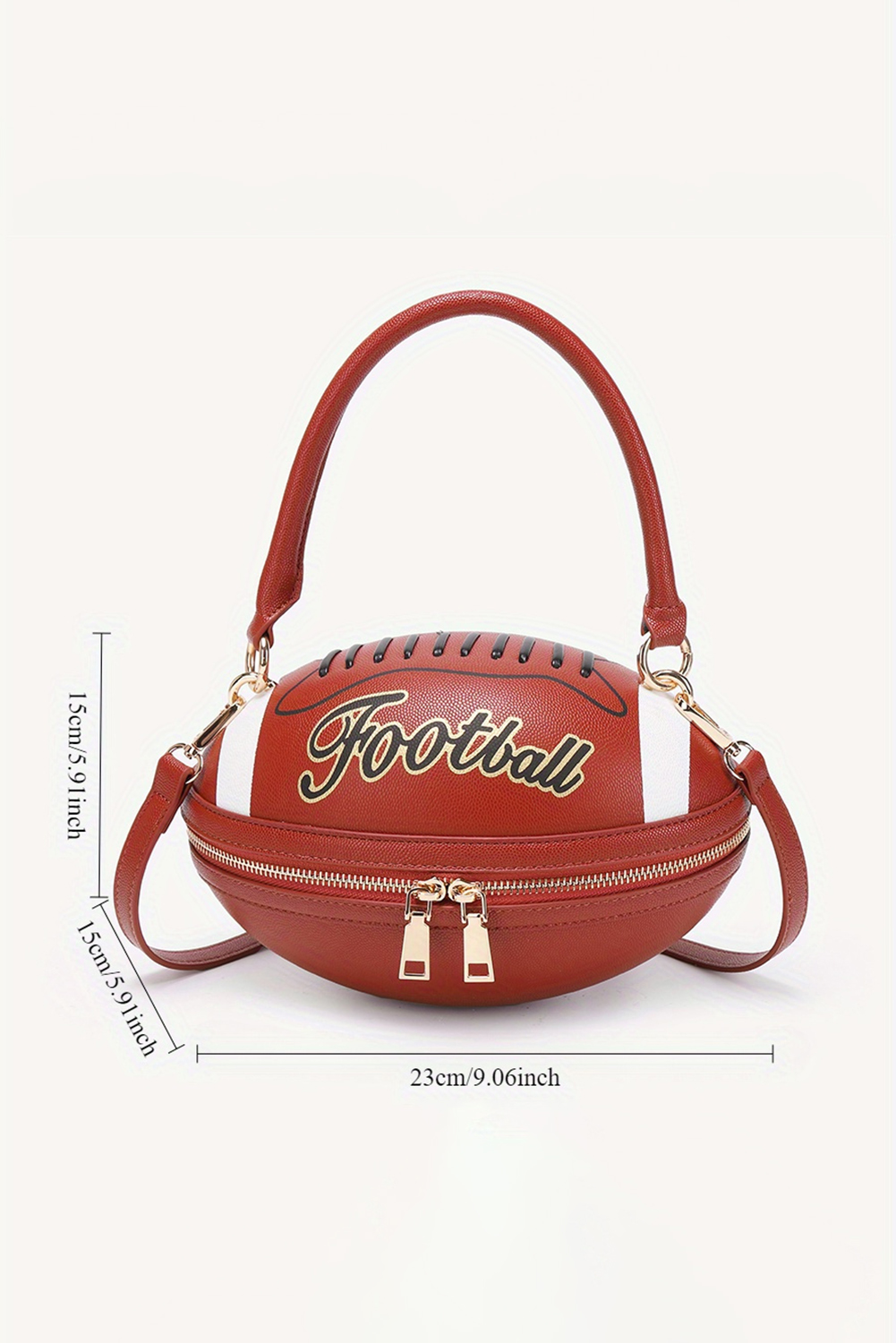 Chestnut Faux Leather Football Spherical Hand Bag