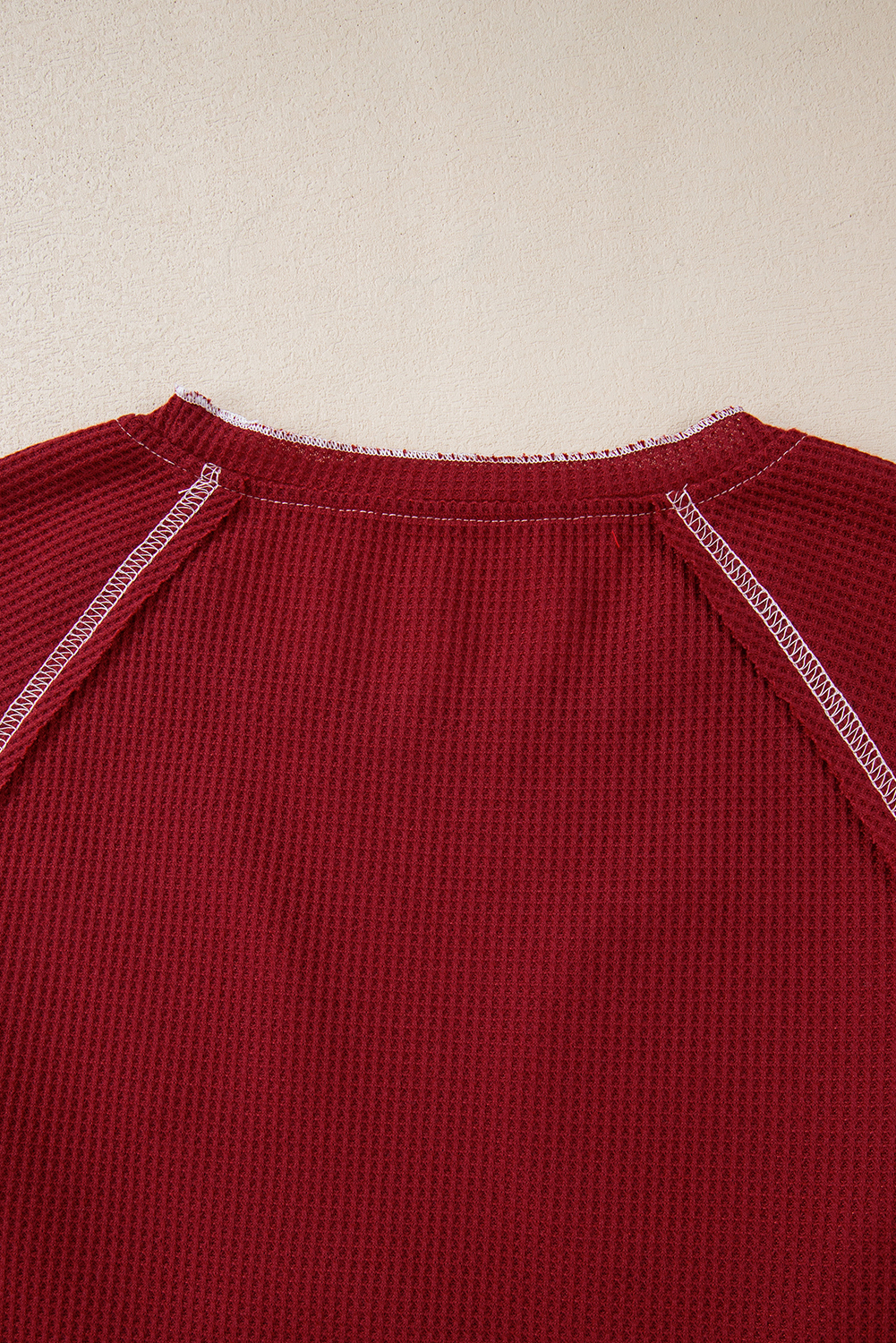 Smoke Gray Textured Round Neck Long Sleeve Top