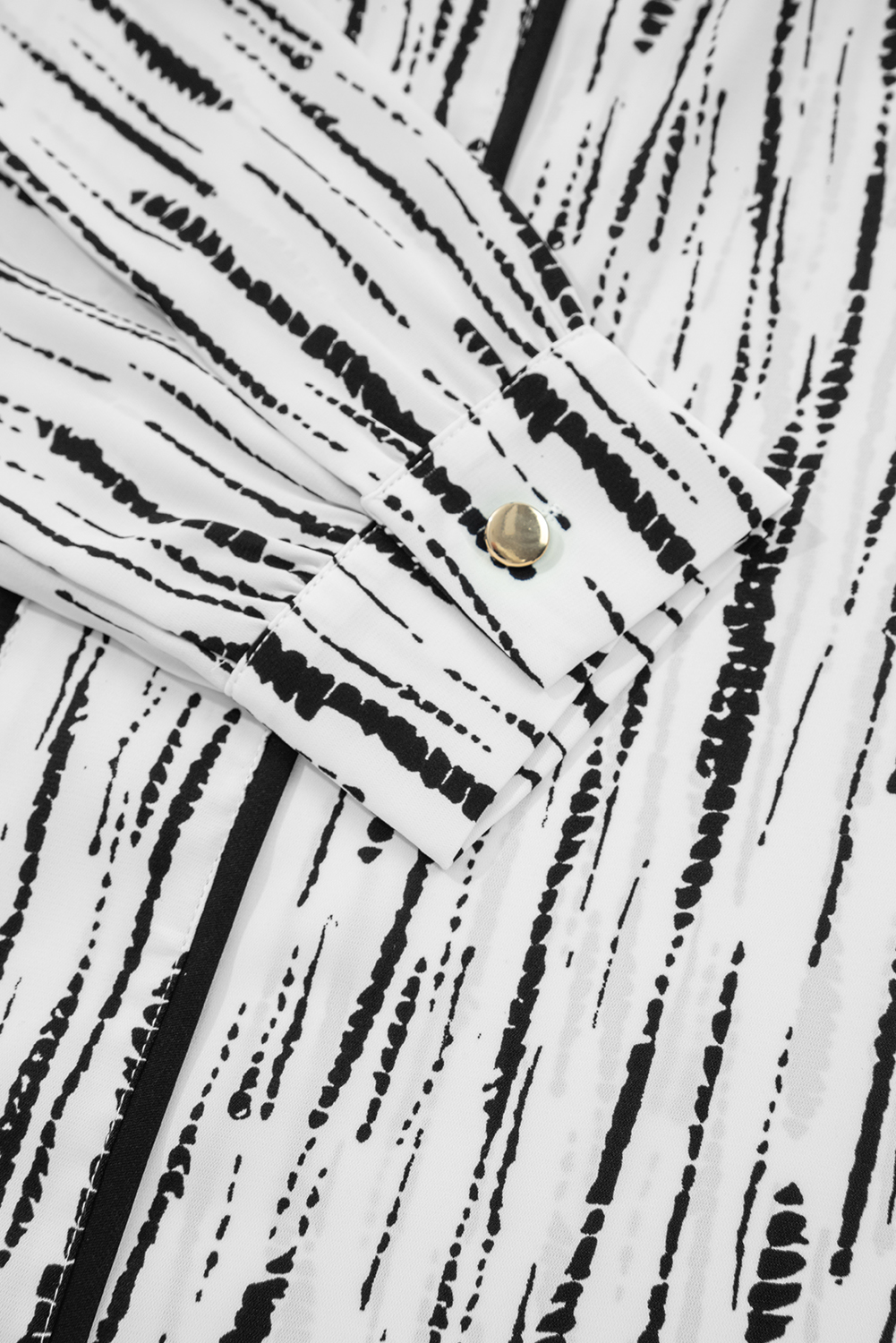 White Abstract Printed V Neck Fall Blouse