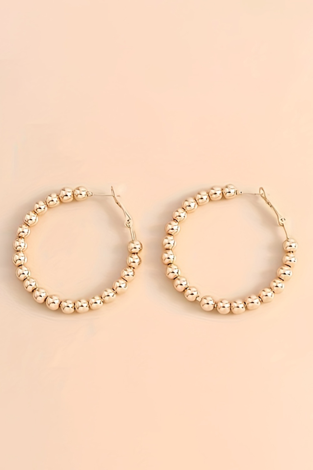Gold Plated Beads Alloy Hoop Earrings