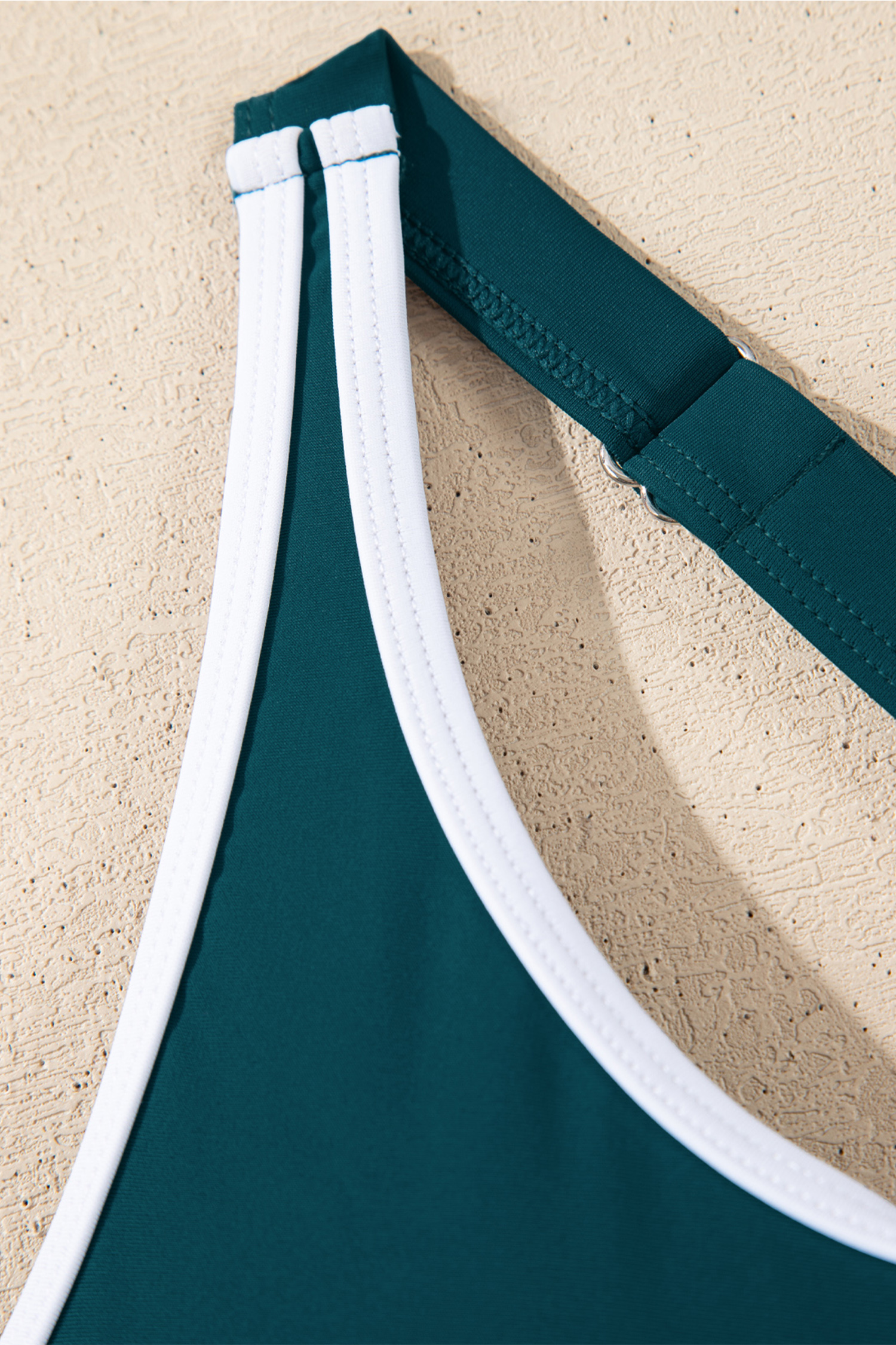 Bright Pink Contrast Edge Ruffled High Waist One Piece Swim Dress