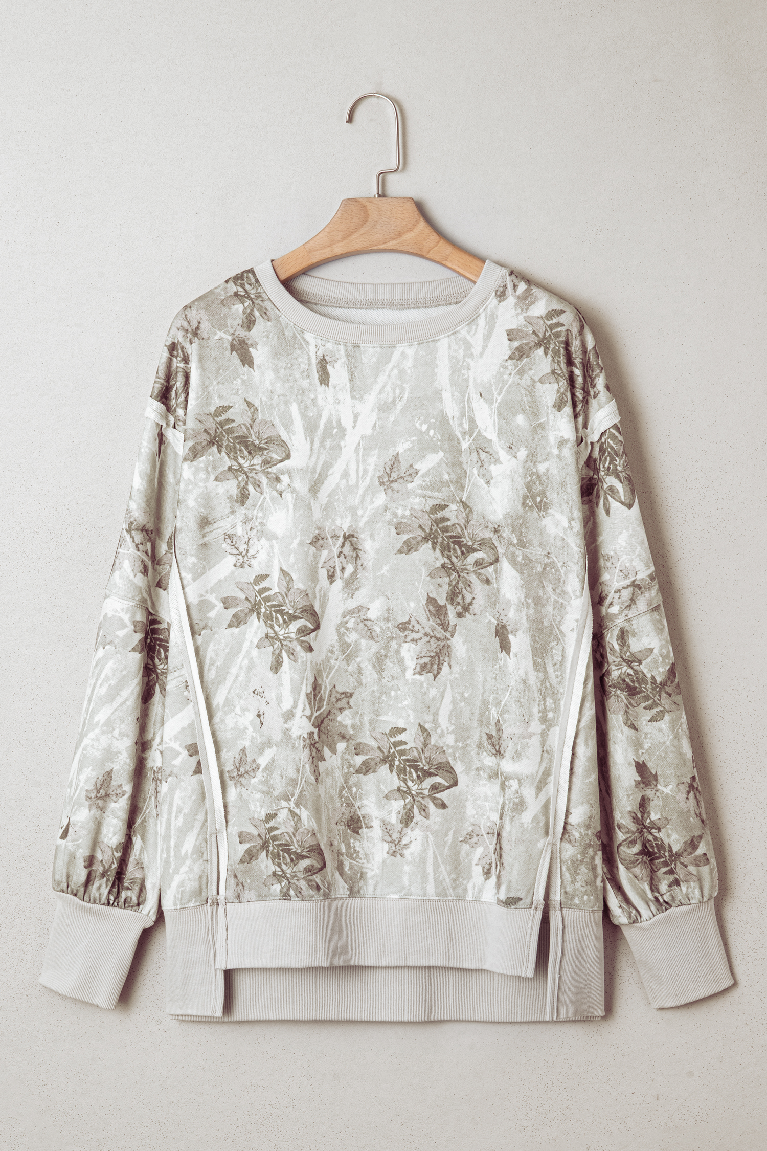 Beige Camo Print Baggy Drawstring Jogger Sweatpants