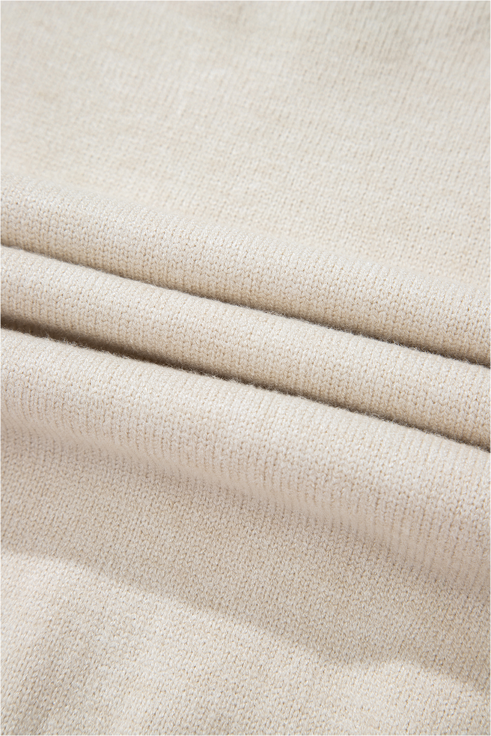 Beige Flower Stitching Mock Neck Sweater