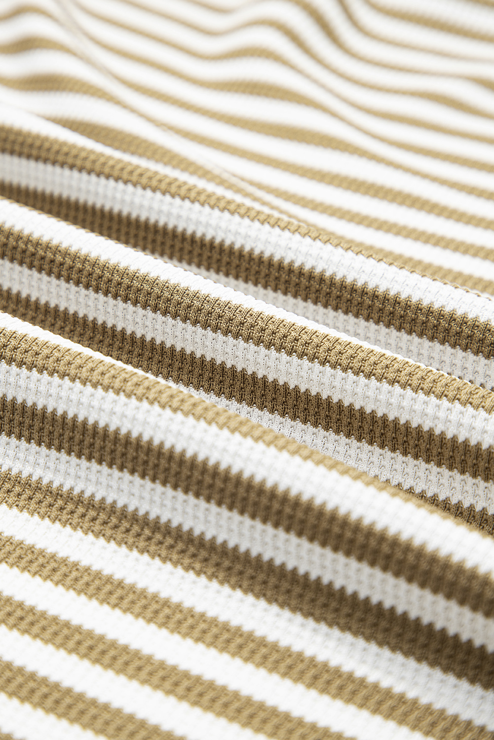 Dearlovers Green Stripe Thermal Knit Drop Shoulder Casual Top