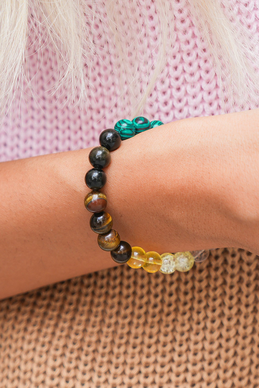 Canton Vintage Crystal Beaded Elastic Bracelet