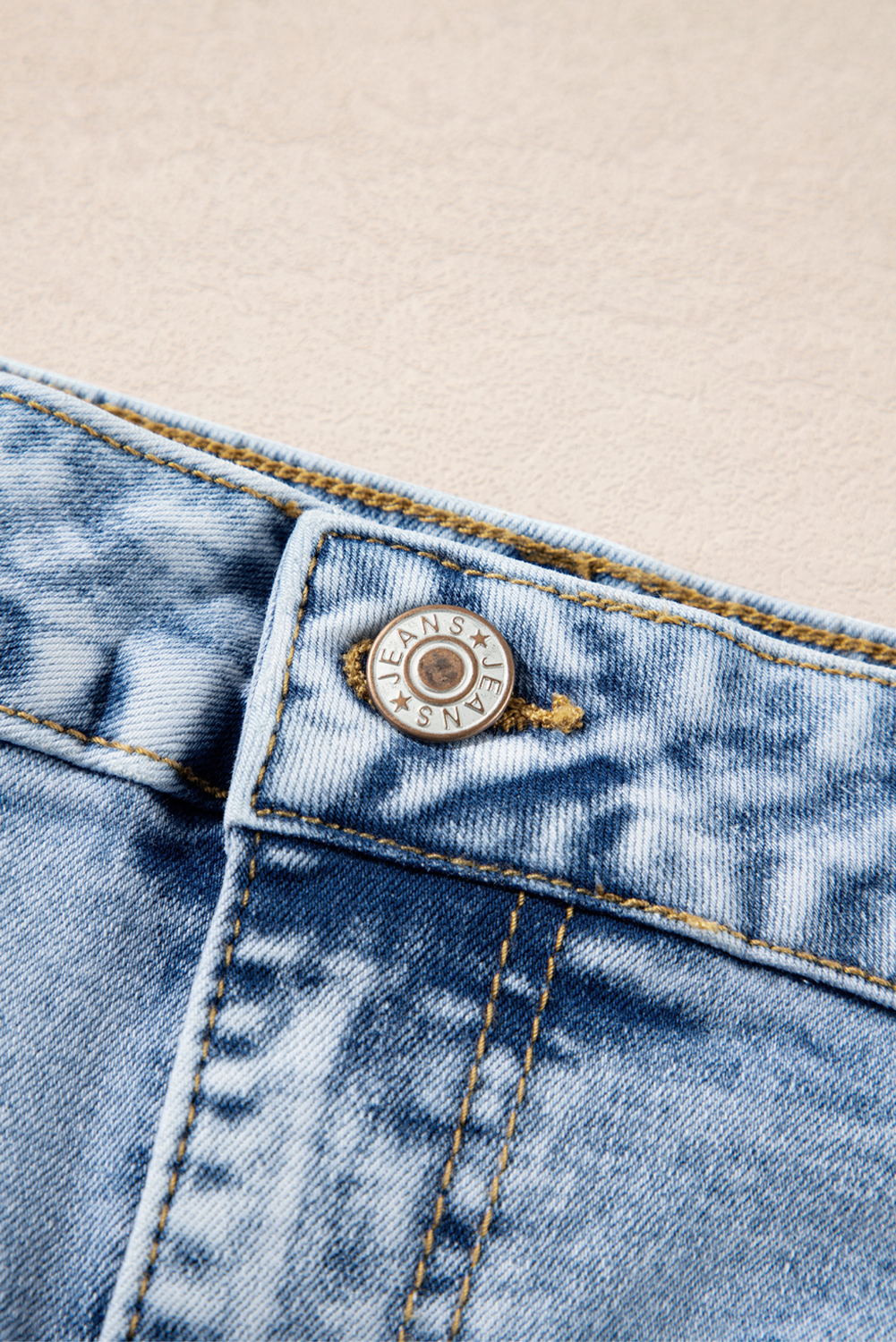 Light Blue Chic Patch Pocket Straight Leg Loose Jeans