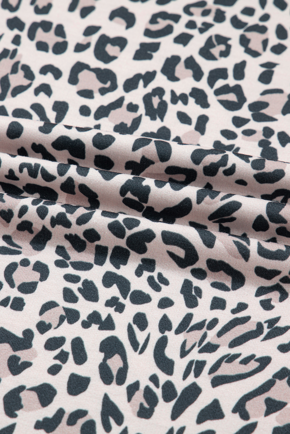 Khaki Leopard Print Contrast V Neck Varsity Stripe Detail Long Sleeve Top