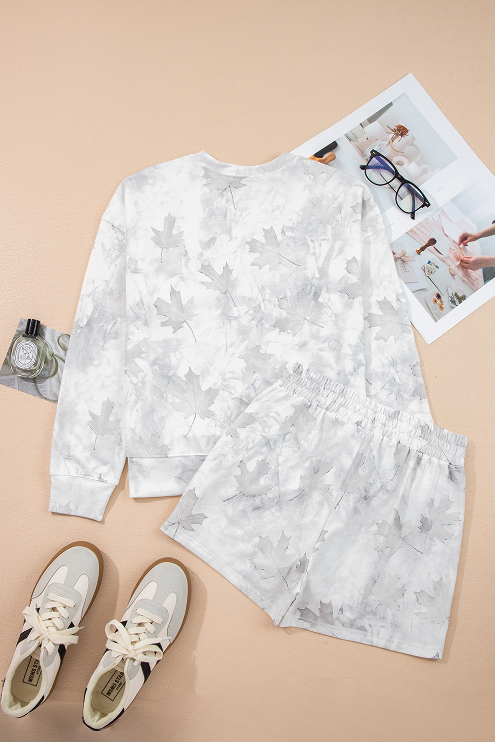 Beige Camo Print Baggy Drawstring Jogger Sweatpants