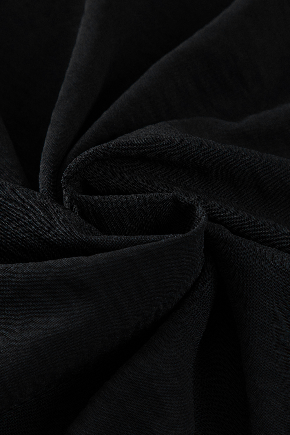 Black Notched Neck Batwing Sleeve Lightweight Blouse