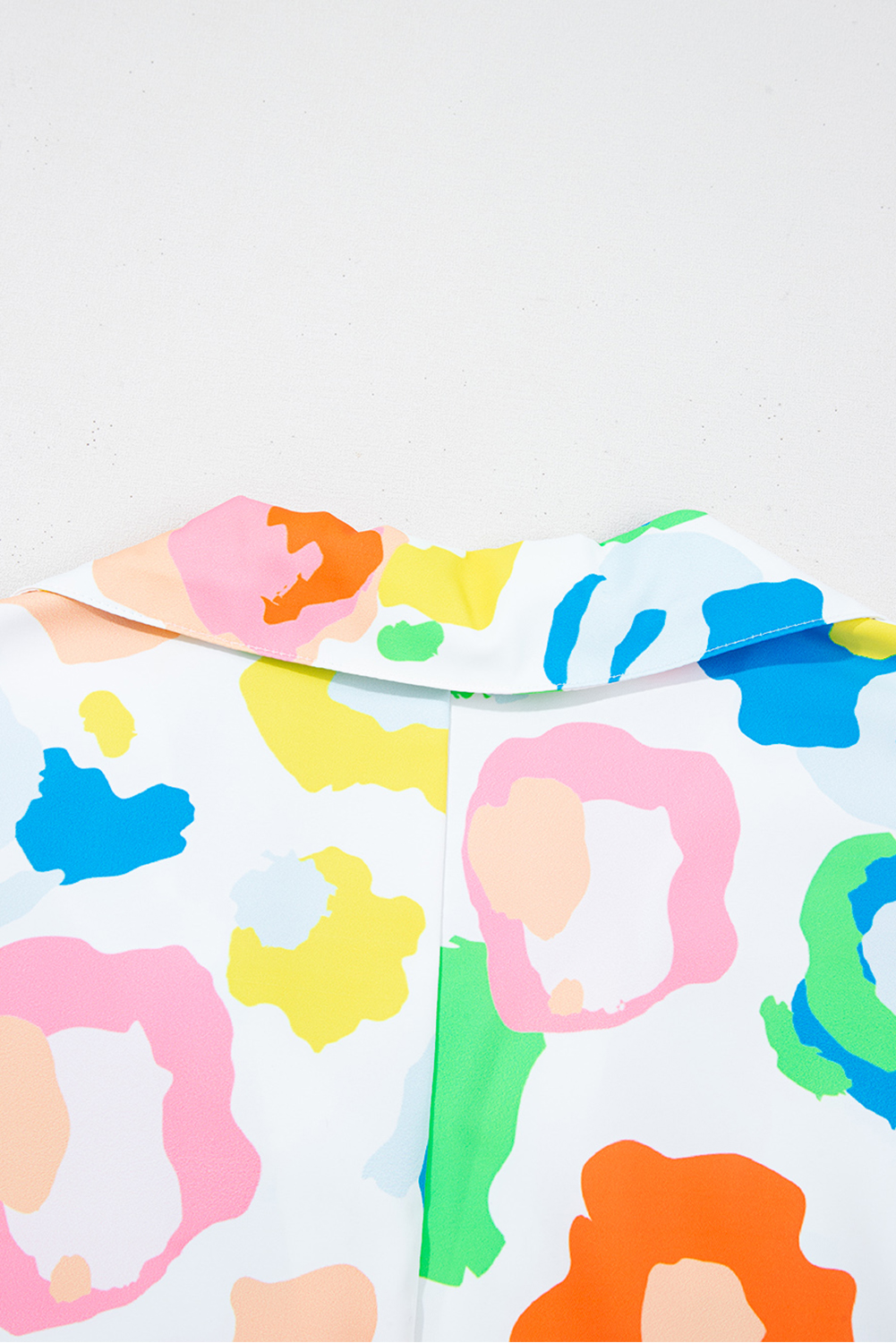 Green Chic Leopard Print Striped Detail Split Neck Blouse