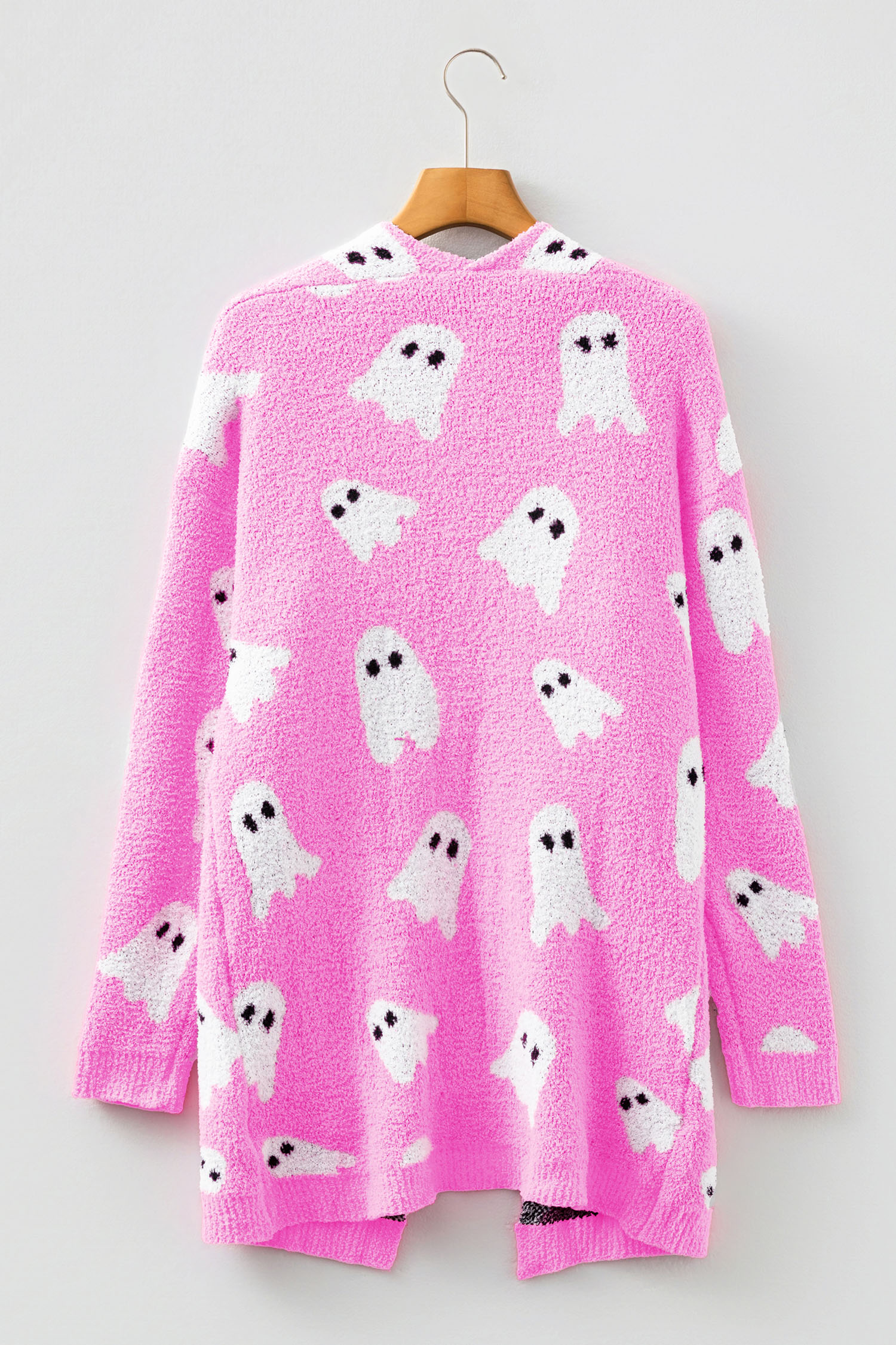 Bonbon Halloween Ghost Pattern Mid-length Knitted Cardigan