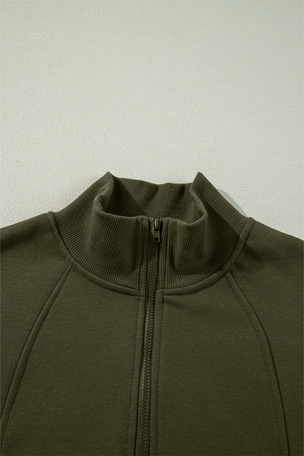 Fushia Zipped Neck Pullover Drop Shoulder Sweatshirt