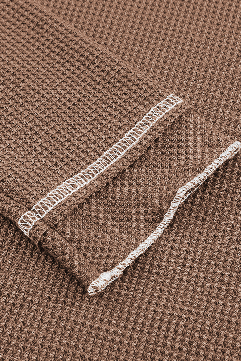 Smoke Gray Textured Round Neck Long Sleeve Top