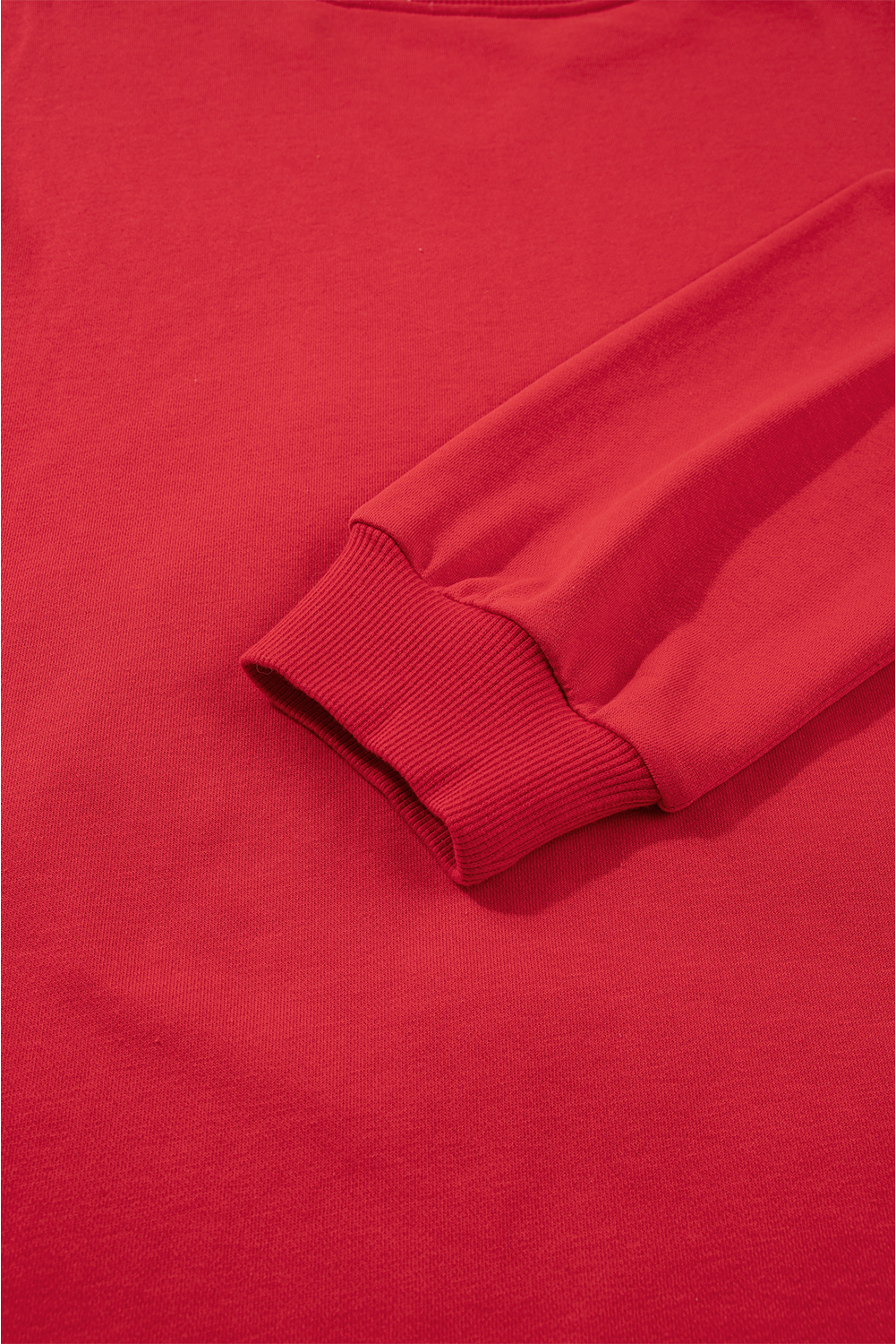 Fiery Red Plaid Frayed Double Christmas Tree Patched Drop Shoulder Sweatshirt