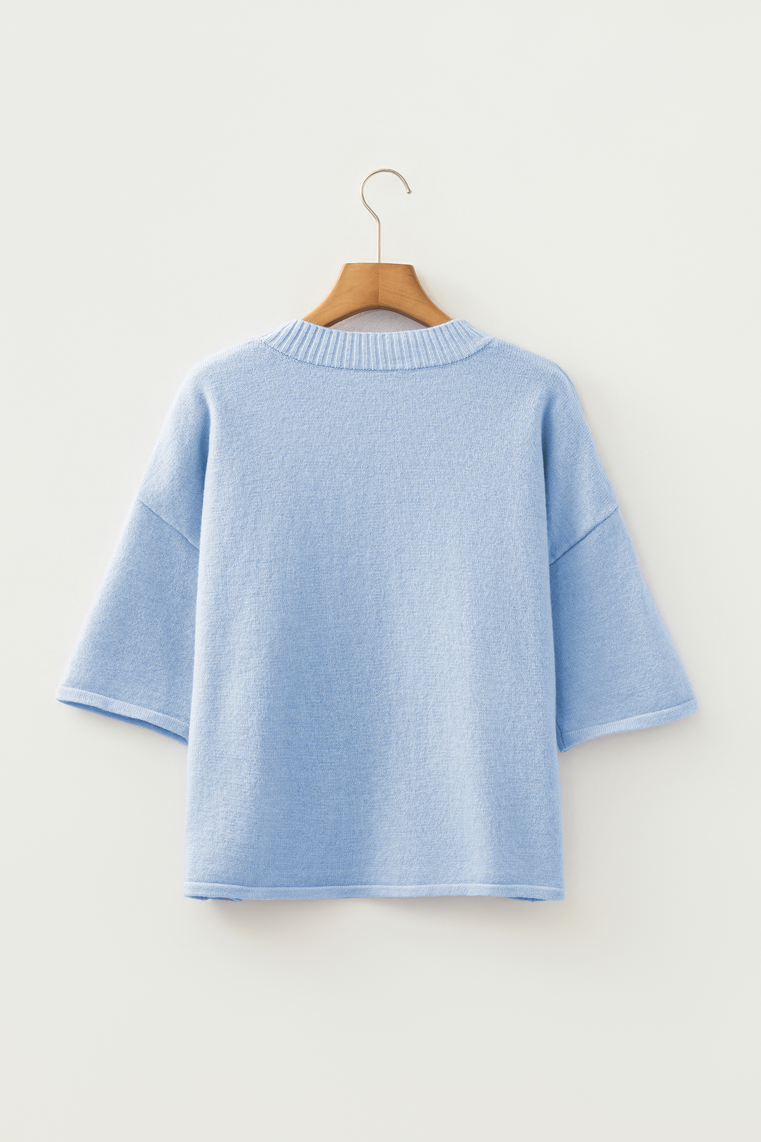 Lavendula 3/4 Sleeve Boxy Knit Button Down Sweater Cardigan