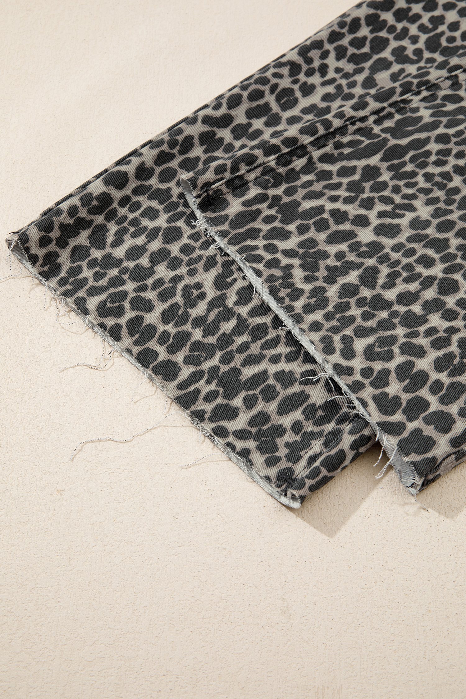 Black Leopard Print Wide Leg High Waist Jeans