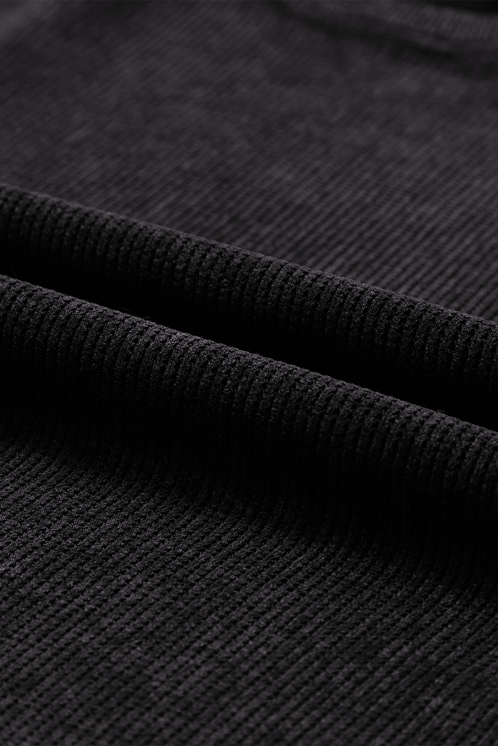 Pink Solid Ribbed Knit Round Neck Pullover Sweatshirt