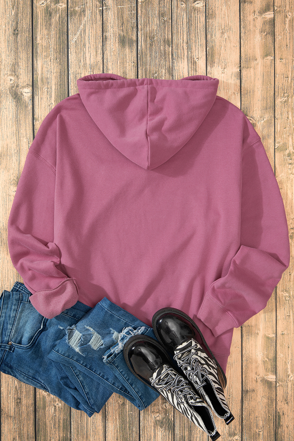 Valerian Fleece Lined Kangaroo Pocket Drawstring Chunky Hoodie