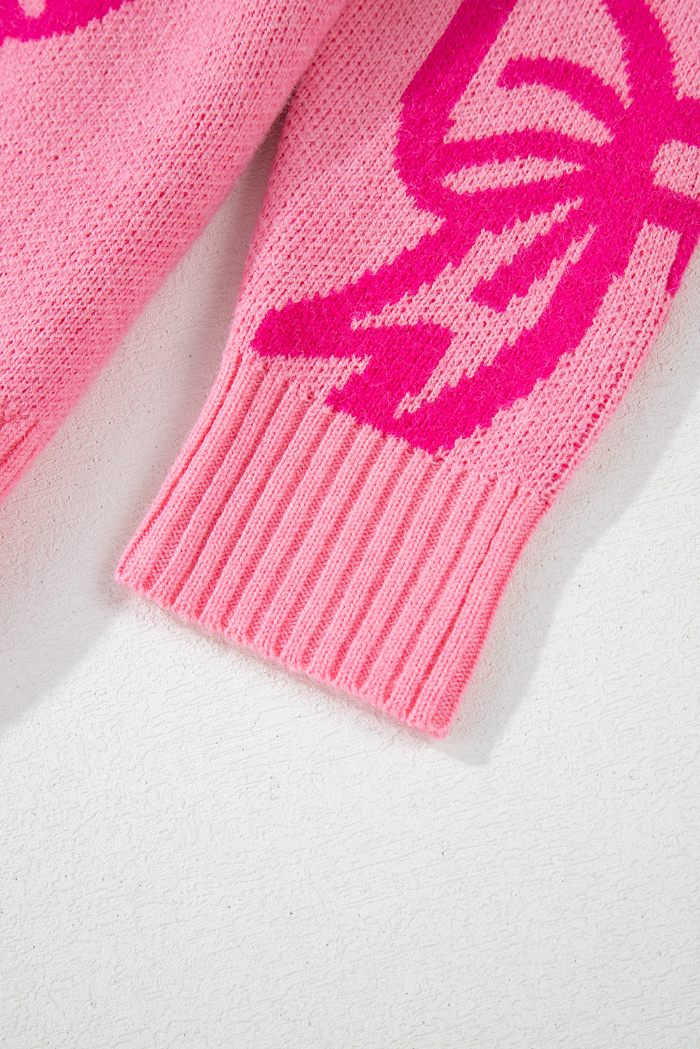 Golden Fleece Bow Pattern Drop Shoulder Loose Sweater