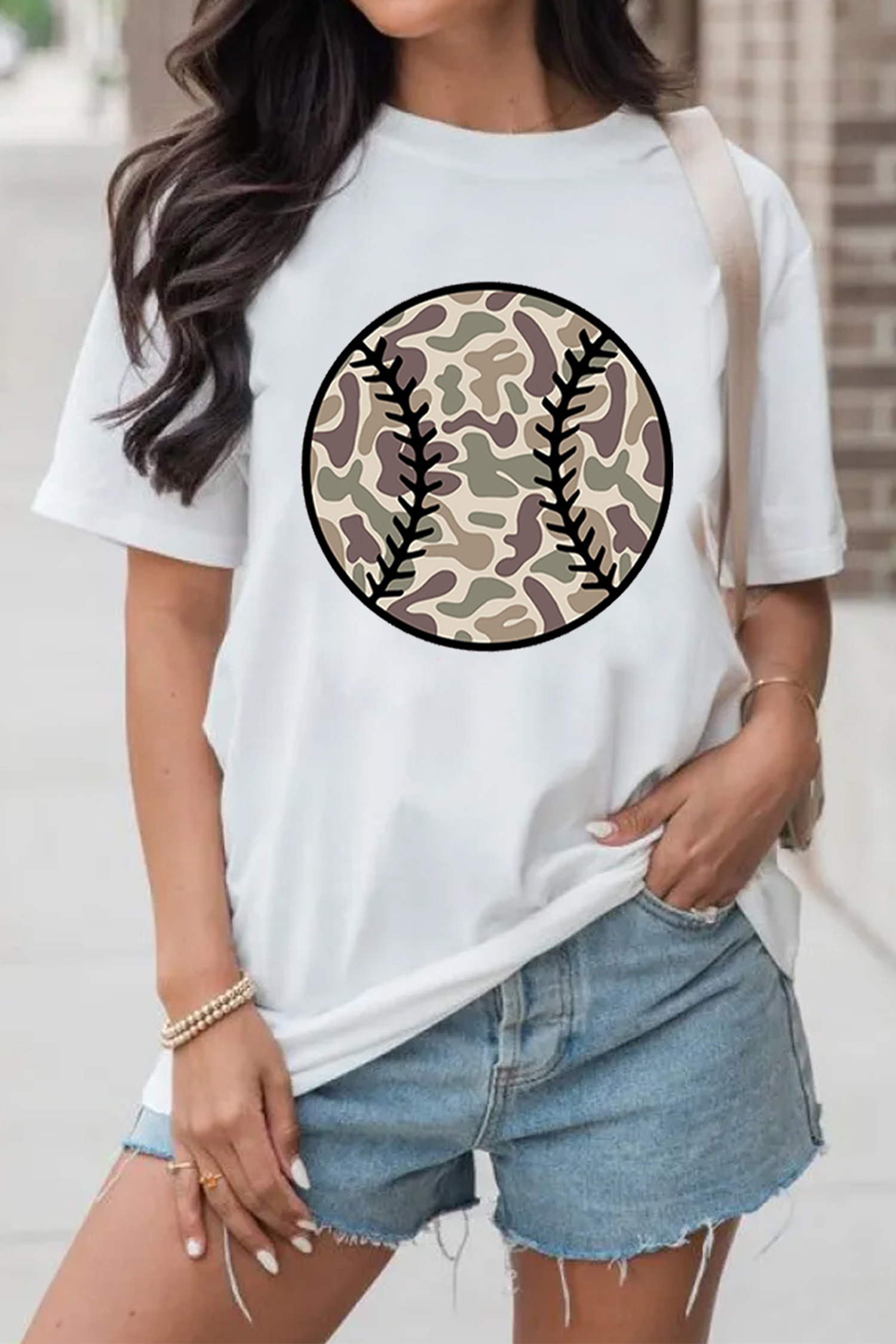 Pink Camouflage Baseball Dropped Shoulder Sweatshirt
