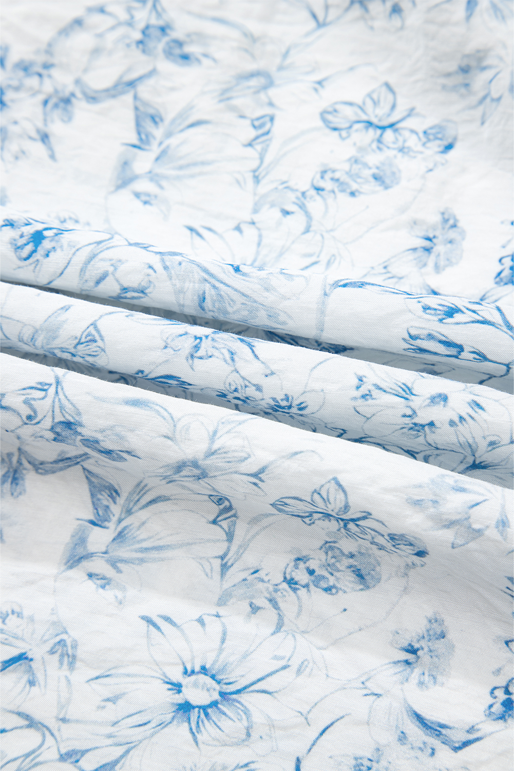 Beau Blue Textured Bow Knot Frilled Butterfly Sleeve Blouse