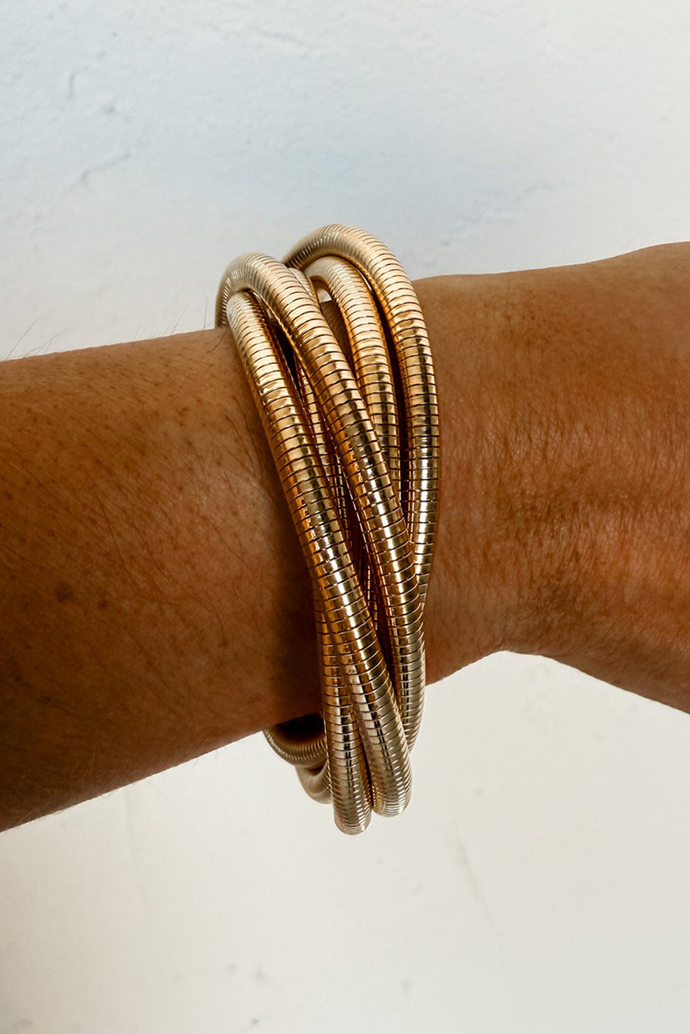Gold Twist Stacked Exaggerated Alloy Bracelet