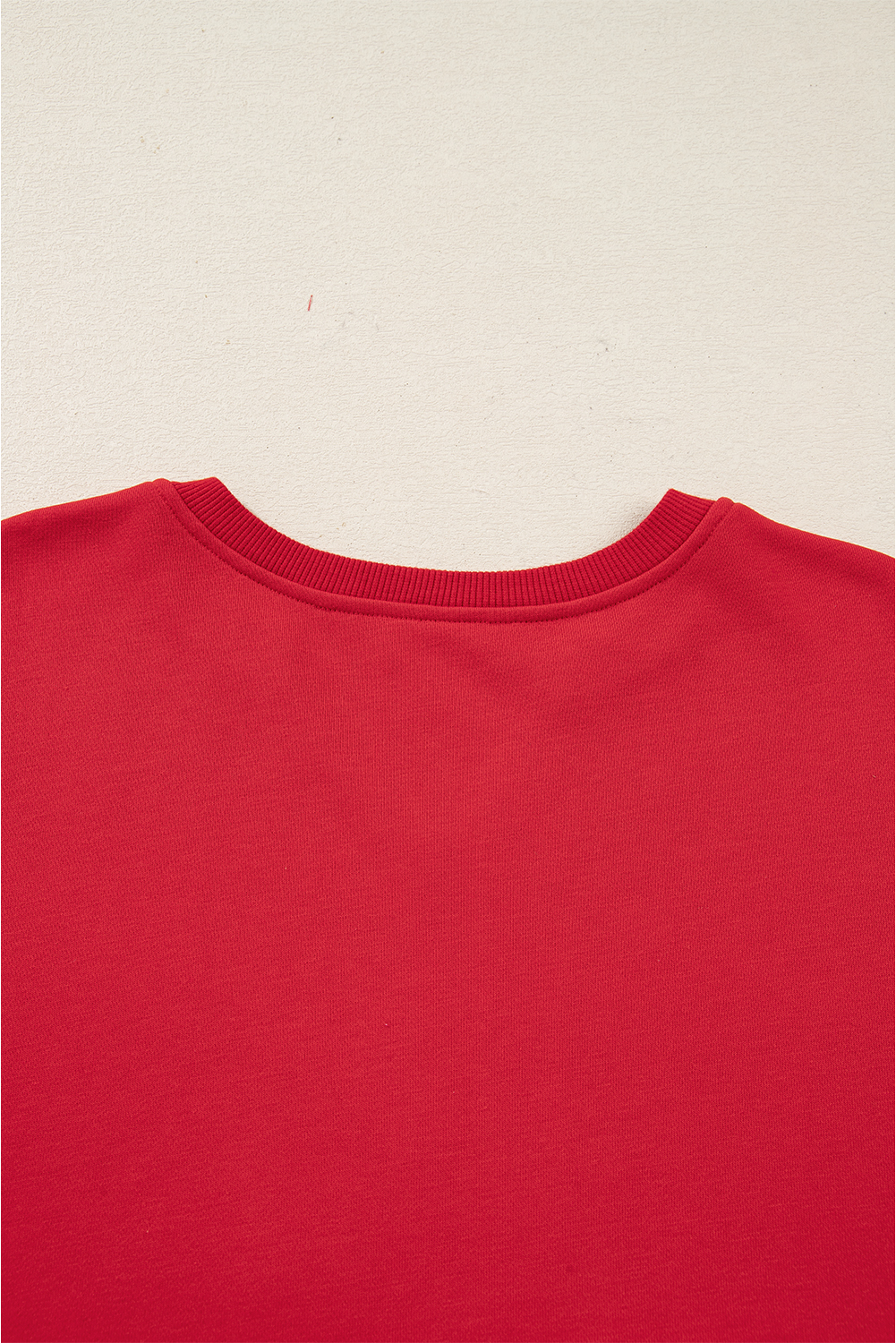 Fiery Red Plaid Frayed Double Christmas Tree Patched Drop Shoulder Sweatshirt