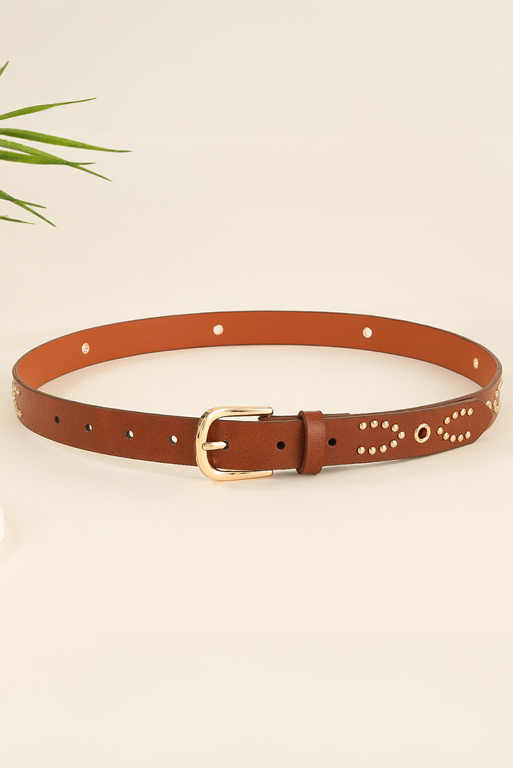 Cinnamon Studded PU Leather Waist Belt