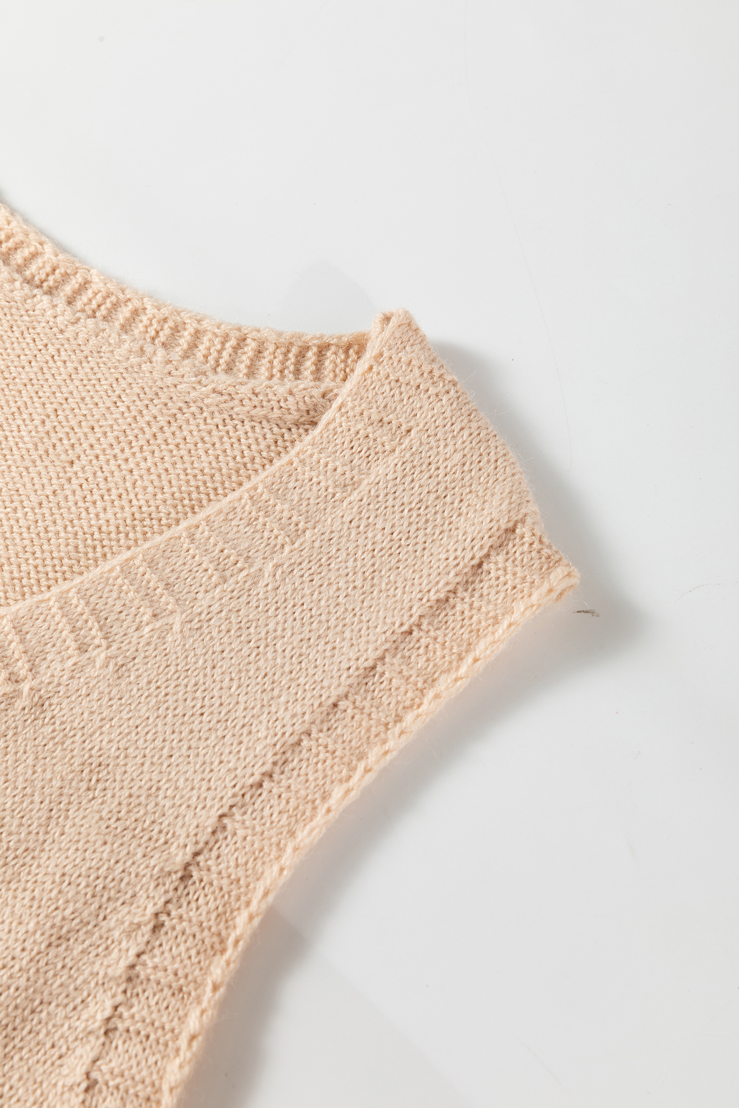 Dark Brown Ribbed Deep V Neckline Front Pocketed Loose Tunic Sweater Vest