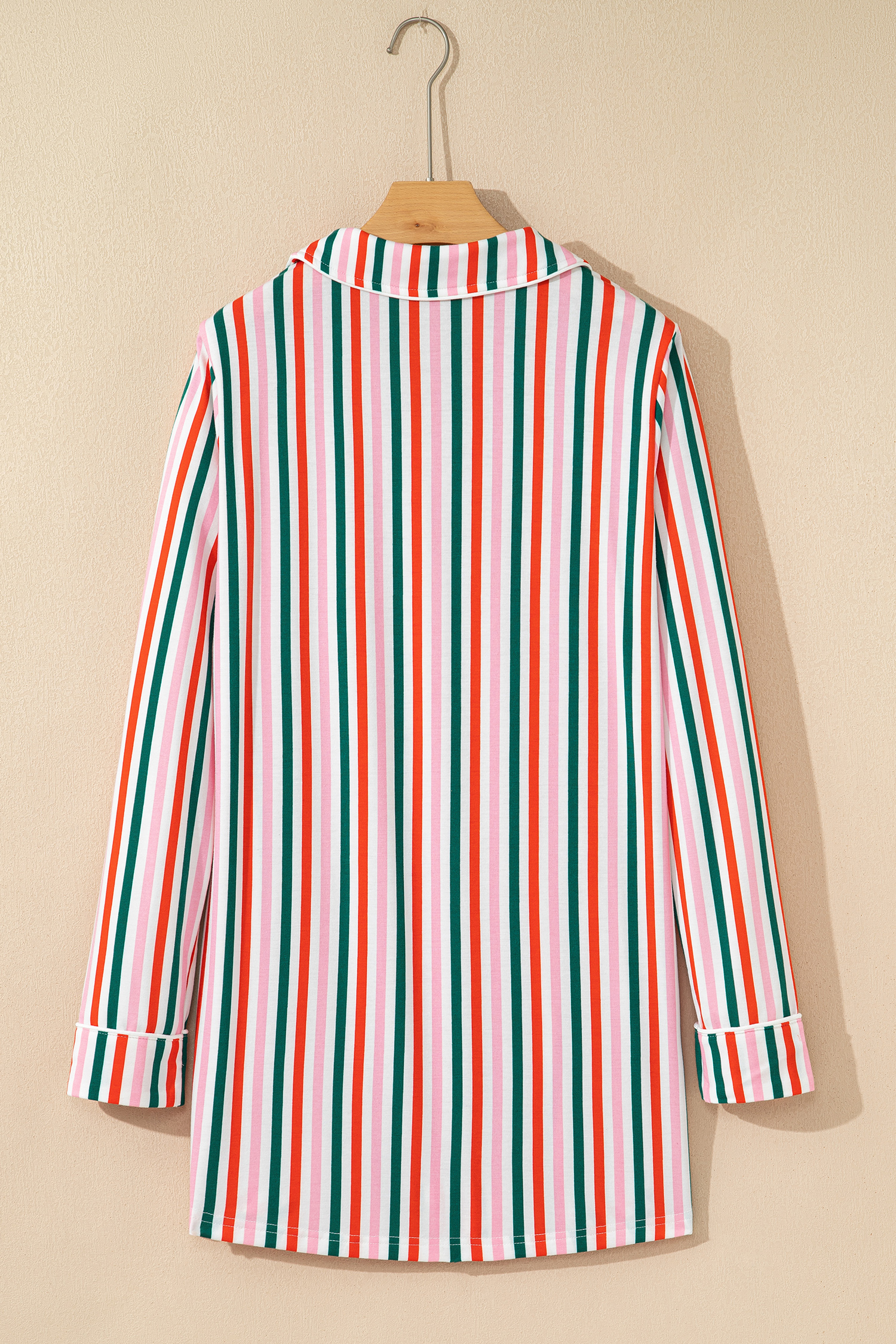 Pink Stripe Christmas Long Sleeve Shirt Style Lounge Dress