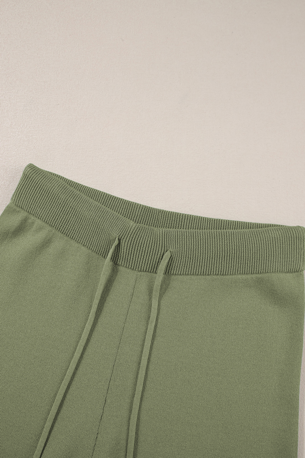 Blackish Green Contrast Trim Half Sleeve Top Drawstring Pants Loose 2pcs Sweater Suit